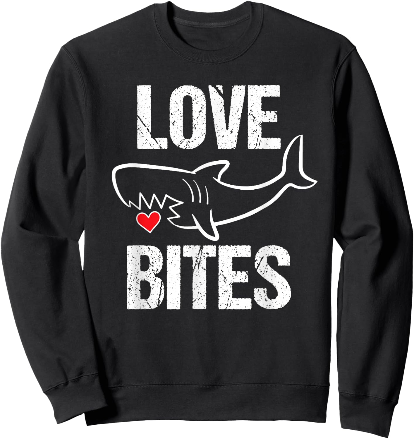 Valentines Shirt Boys Funny Shark Love Bites Quote Sweatshirt - Sweatshirt | Black