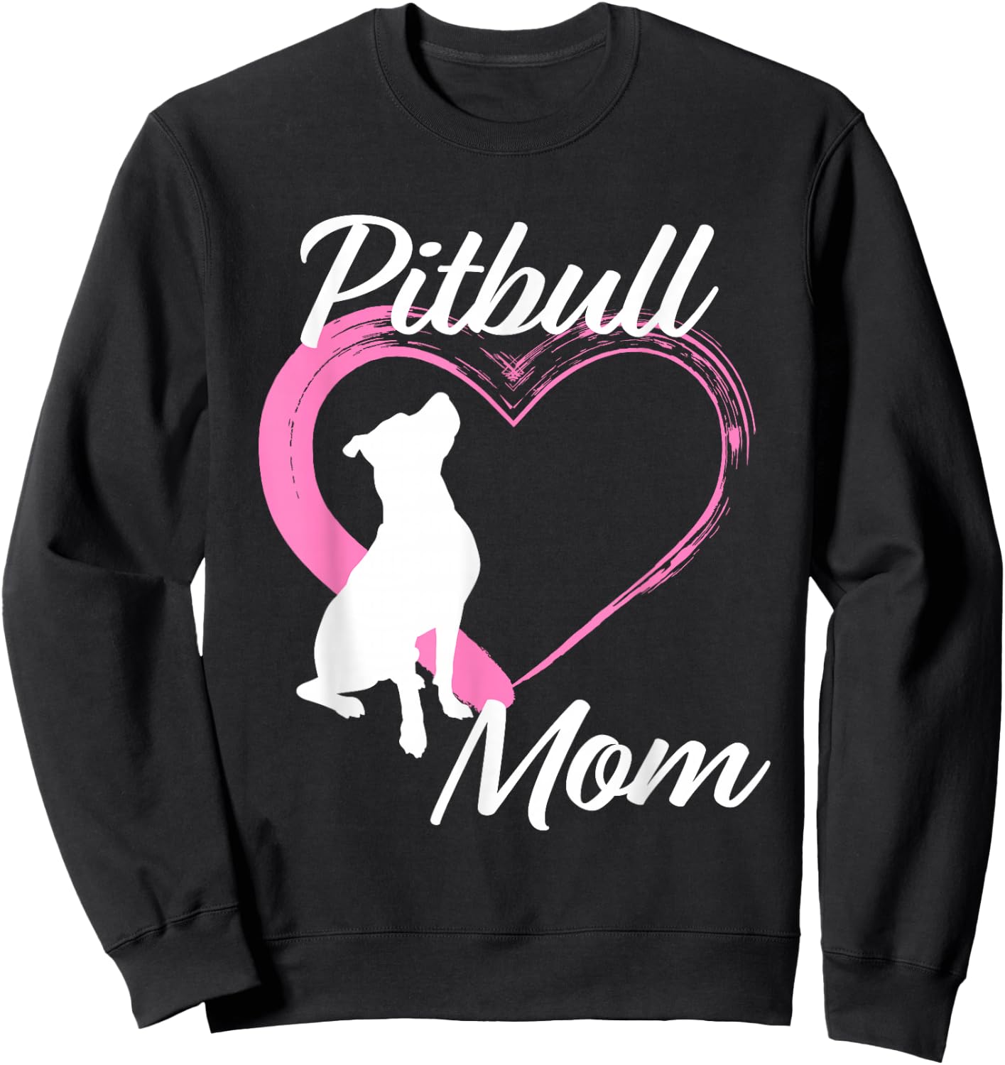 Pitbull Gifts for Pitbull Lovers Cute Pitbull Mom Pink Heart Sweatshirt - Sweatshirt | Black