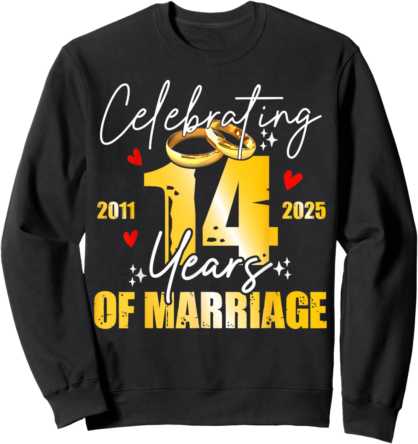 Celebrating 14 Year of Marriage Women Men 14th Wedding Sweatshirt - Sweatshirt | Black