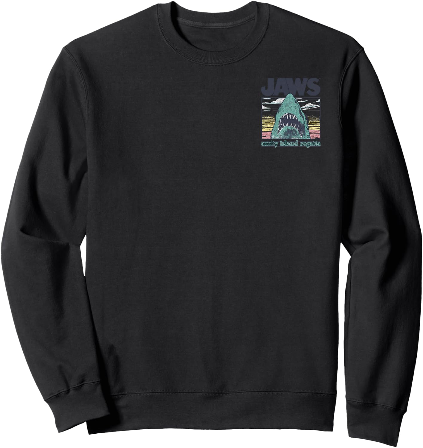Jaws Amity Island Regatta Chest Back Boat Graphic Sweatshirt - Sweatshirt | Black