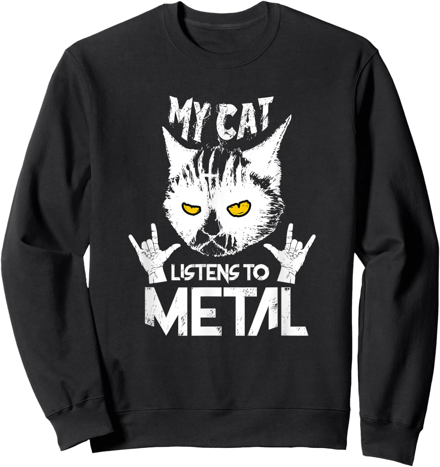 Heavy Metal with Cat Sweatshirt - Sweatshirt | Black