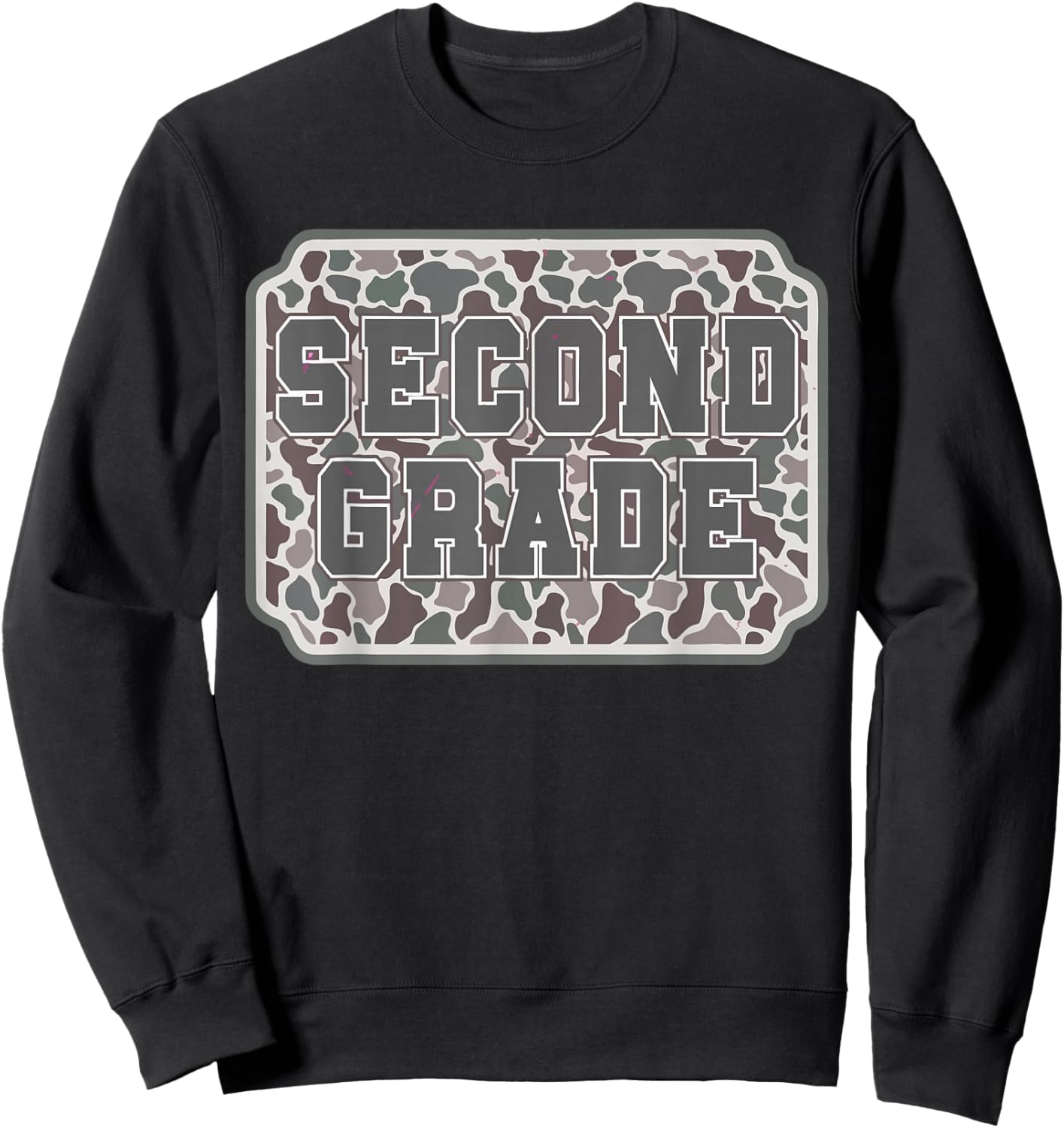 Vintage Camo Second Grade Back to School Teacher 2nd Grade Sweatshirt - Sweatshirt | Black