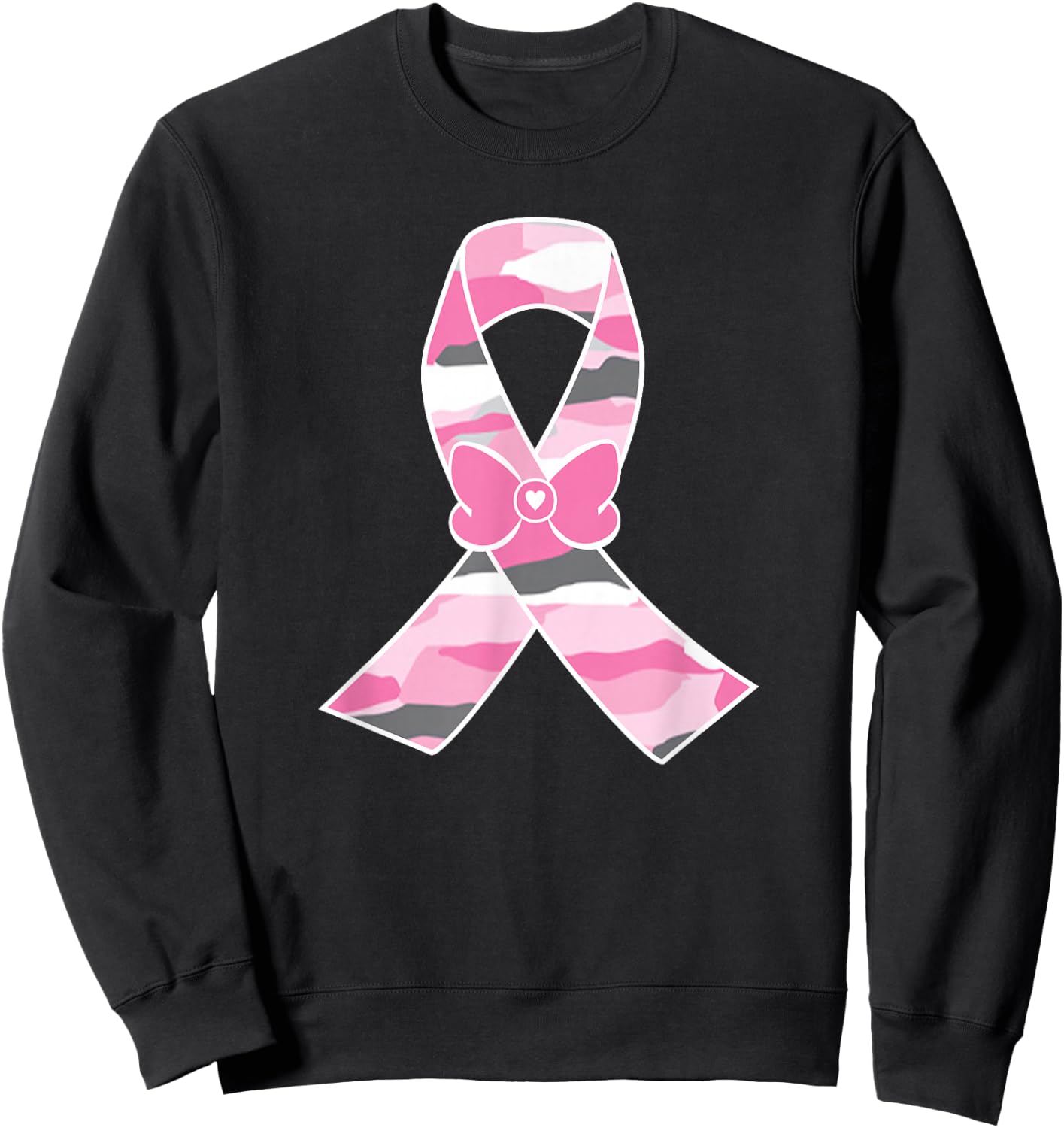 Camo Pinks Ribbon Breast Cancer Awareness Sweatshirt - Sweatshirt | Black