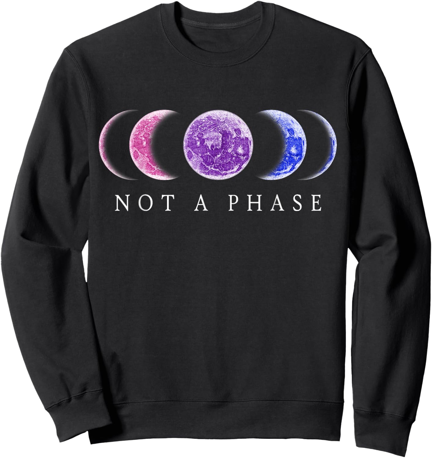 Bi Pride Not a Phase Moon Phase Bisexual Colors Small Sweatshirt - Sweatshirt | Black