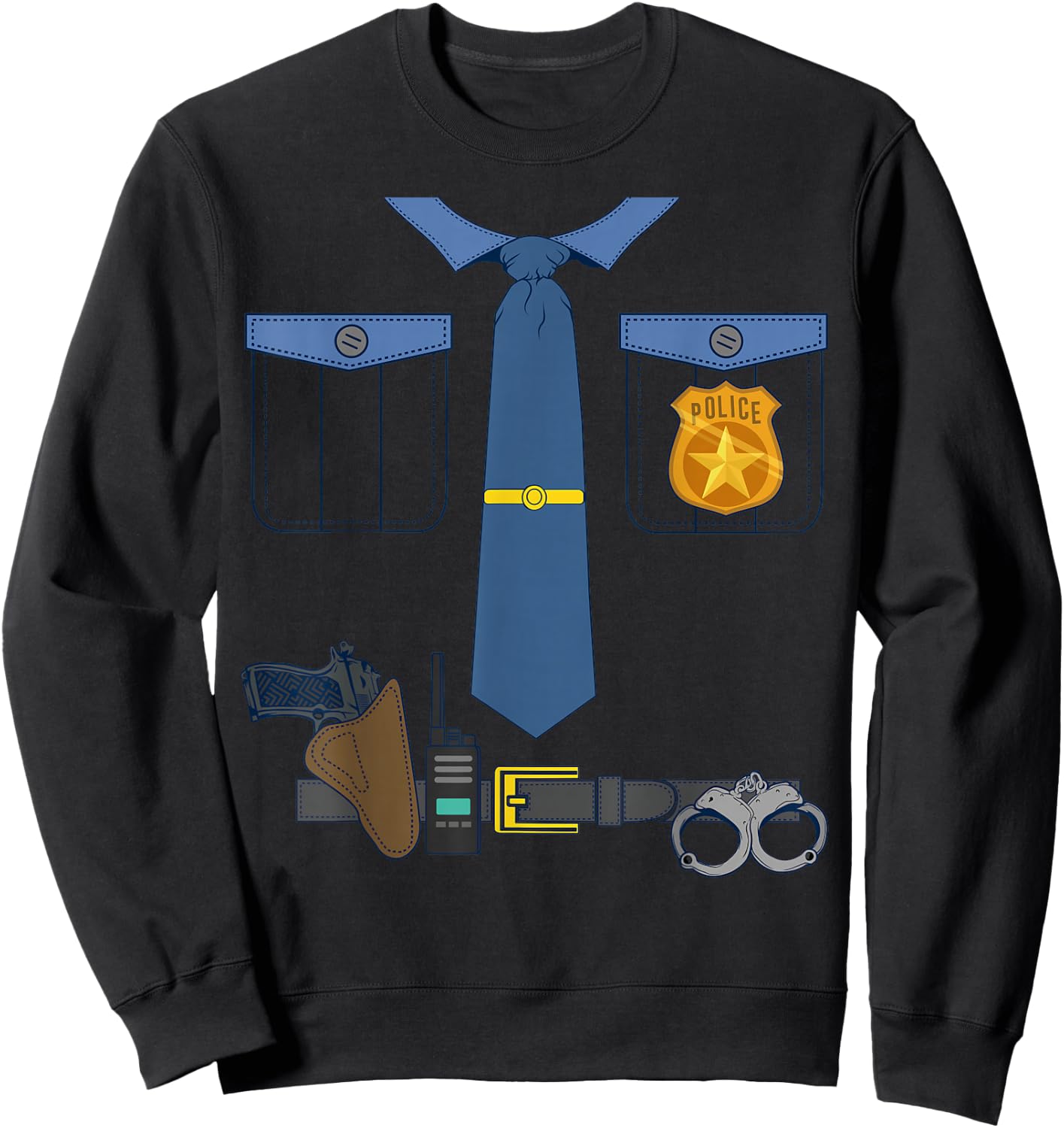 Halloween Kids Dress Up Police Shirt Officer COP Costume Sweatshirt - Sweatshirt | Black
