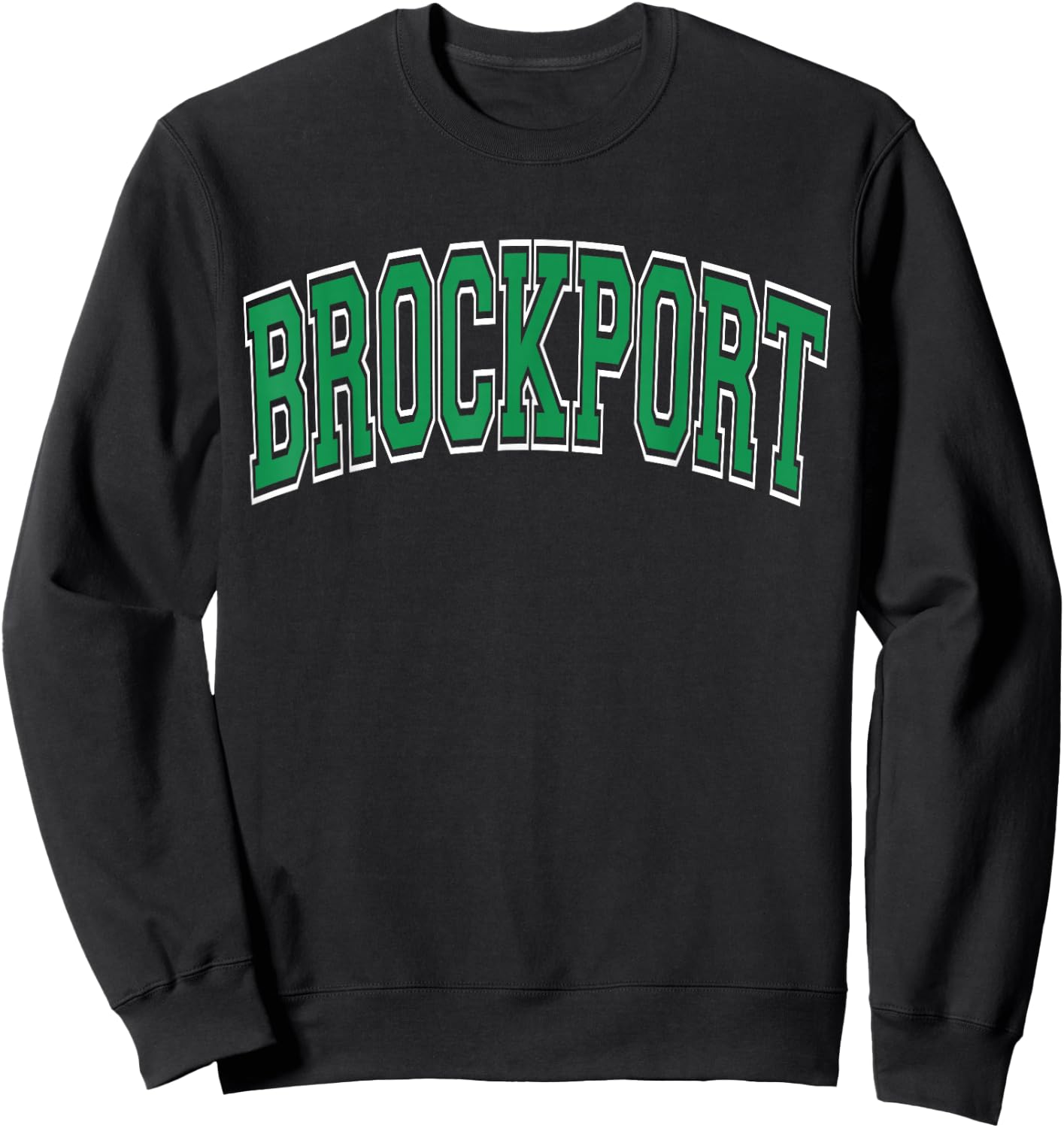Brockport Arched Green Text Sweatshirt - Sweatshirt | Black