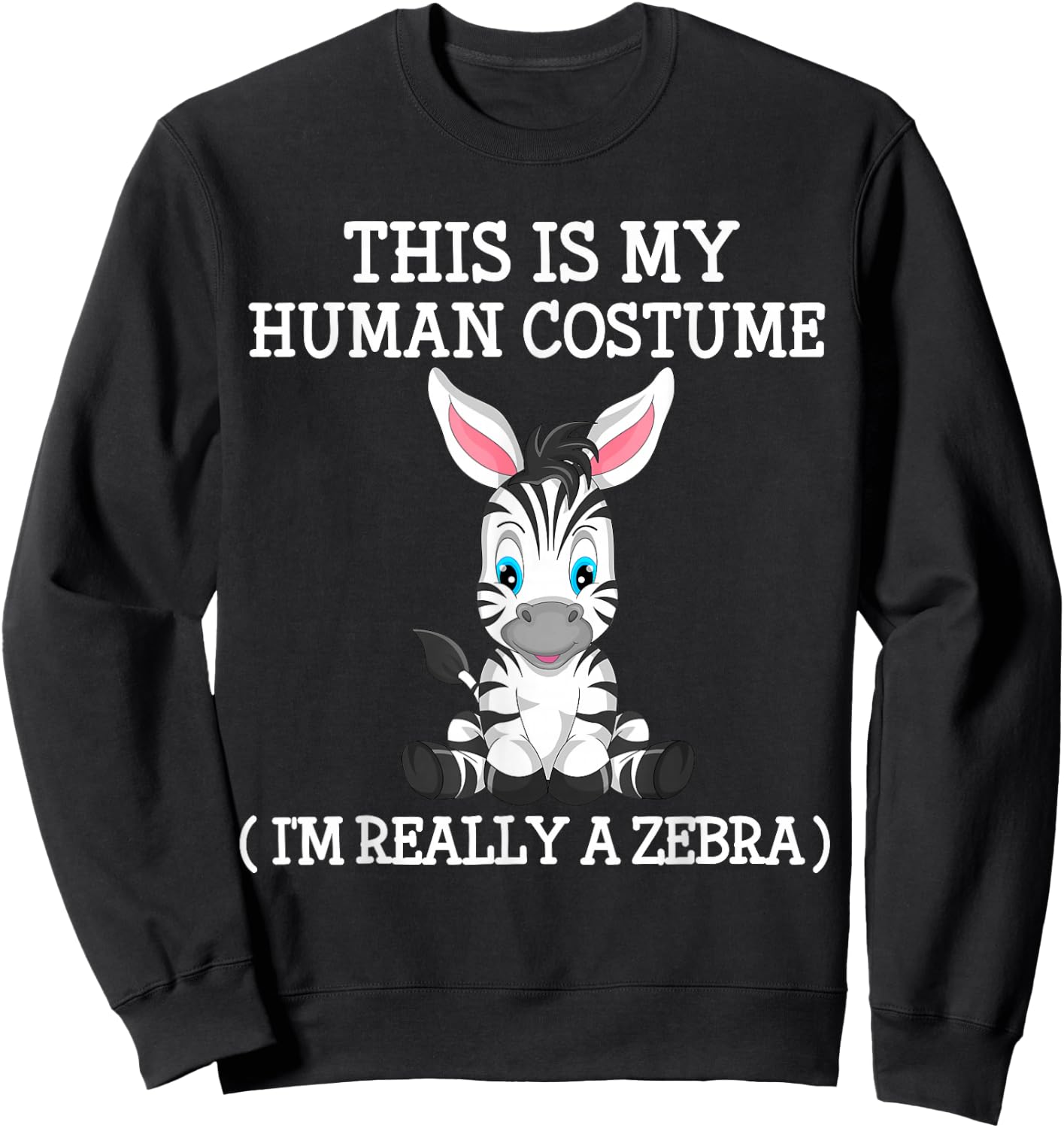 zebra pony funny Halloween Costume boy girl men women Kid Sweatshirt - Sweatshirt | Black