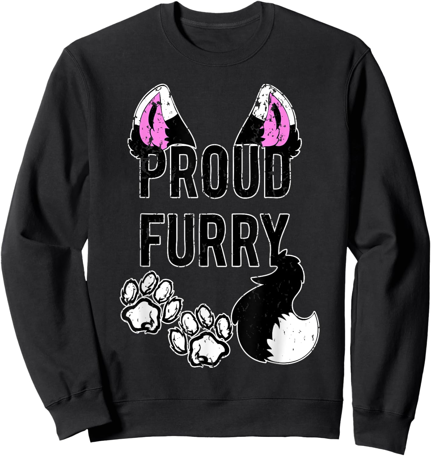 Proud Furry Shirt Furries Shirt Tail and Ears Cosplay Shirt Sweatshirt - Sweatshirt | Black