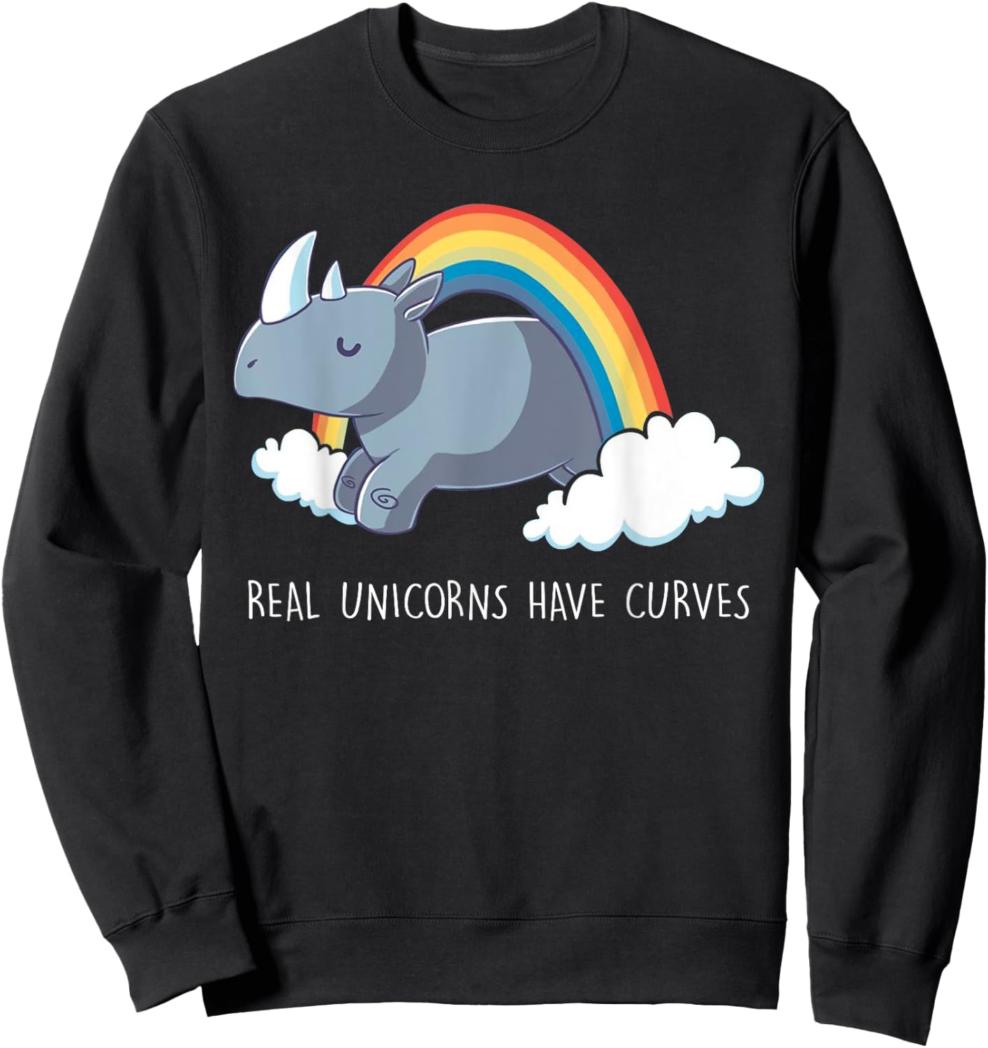 Real Unicorns Have Curves Rainbow Sweatshirt - Sweatshirt | Black