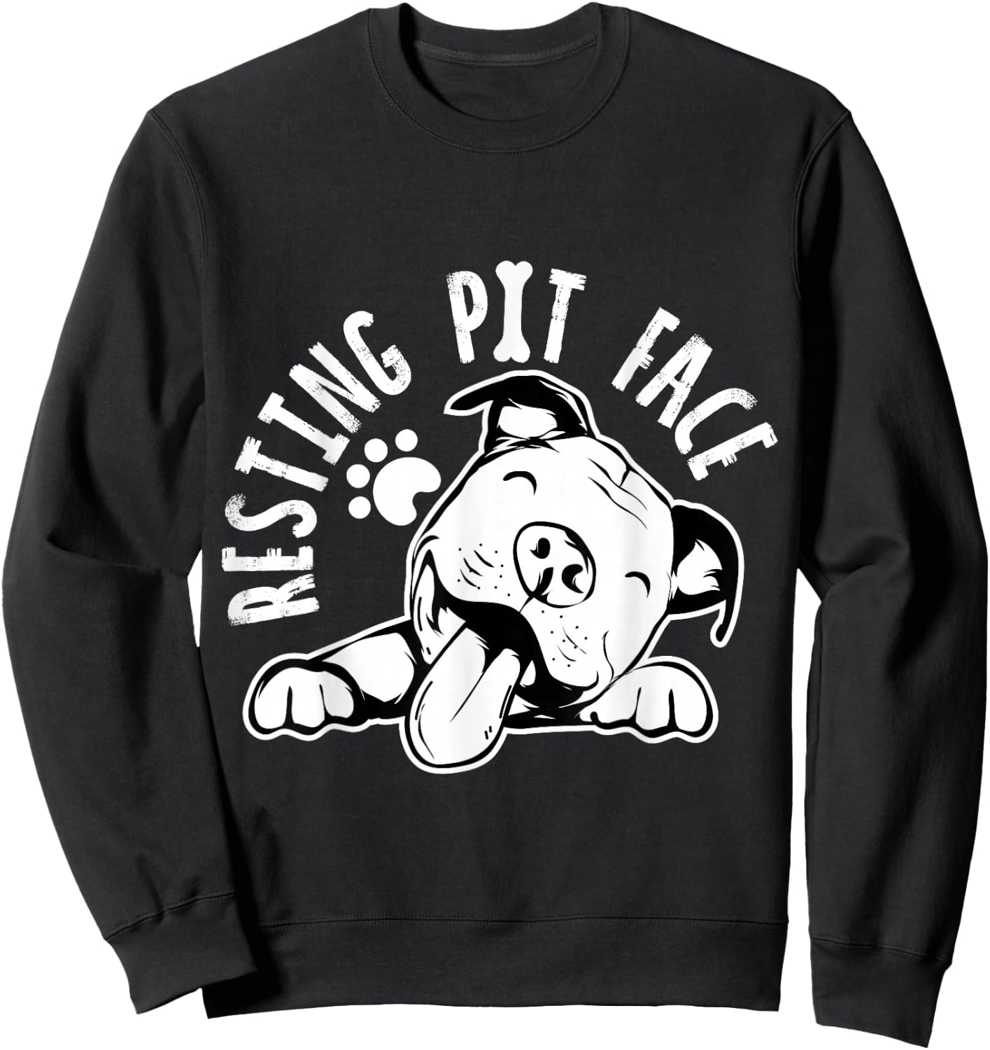 Resting Pit Face | Funny Dog Pitbull Meme Clothing Sweatshirt - Sweatshirt | Black