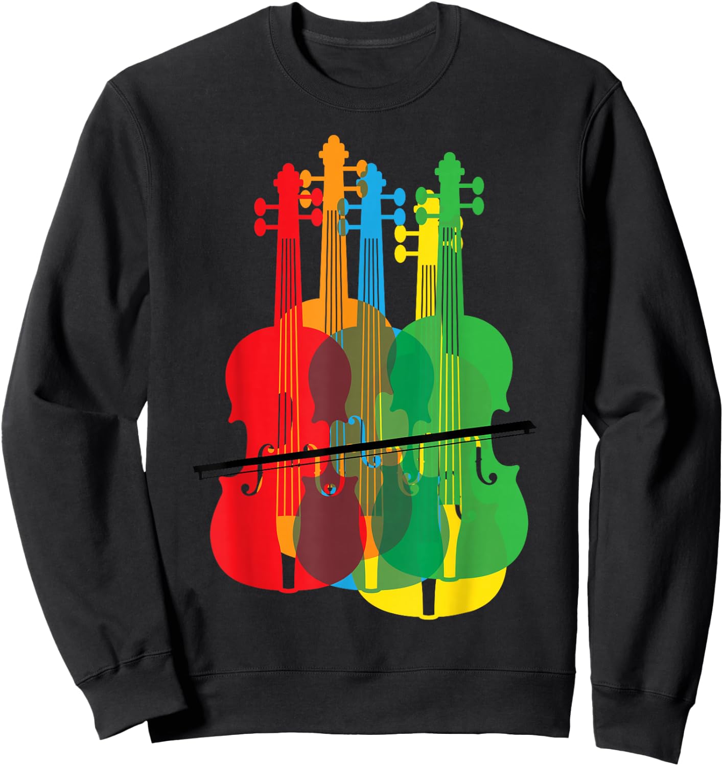 Multicolored Violins Birthday Gift Musicians Sweatshirt - Sweatshirt | Black