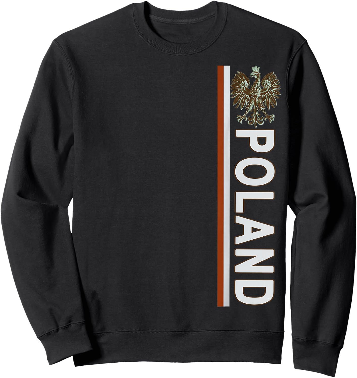 Left-side Distressed-effect Polish Flag & Emblem of Poland Sweatshirt - Sweatshirt | Black