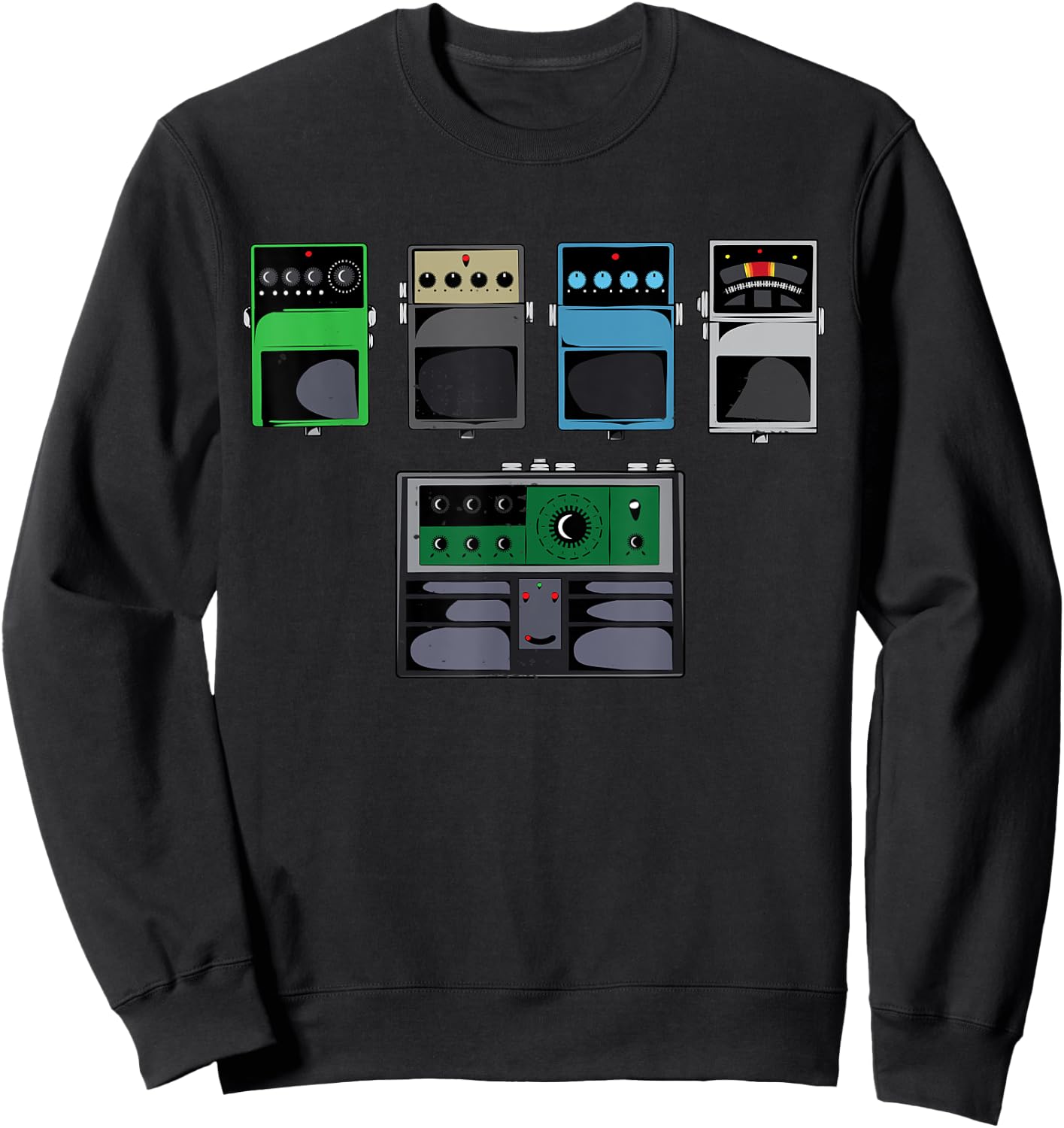 Guitar Pedals T Shirt | Classic Rock Effects Guitarist Gift Sweatshirt - Sweatshirt | Black