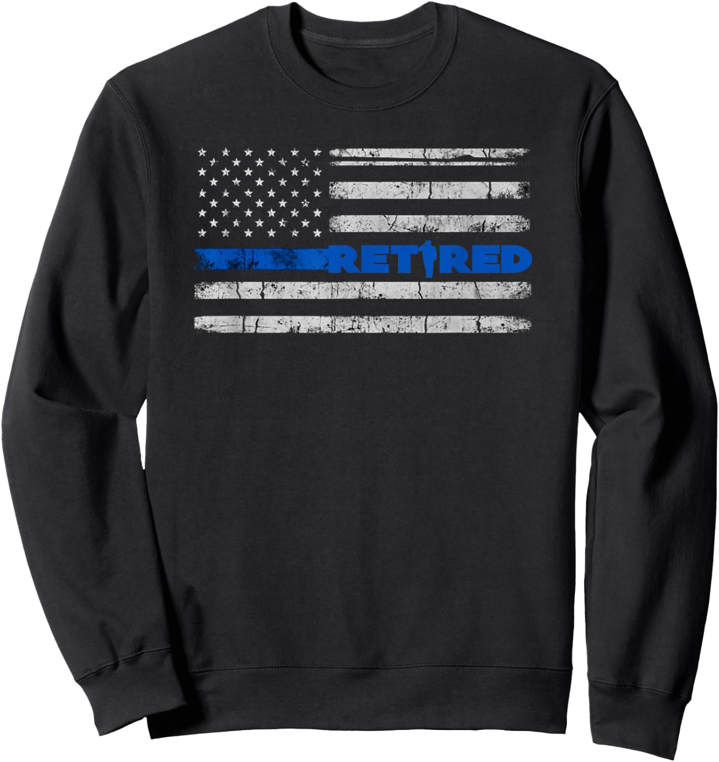 Support Our Law Enforcement 2018 Retired Police Officer Thin Blue Line Flag Retirement - Black, , Short Sleeve, Classic Fit, , , Size: Small Sweatshirt - Sweatshirt | Black
