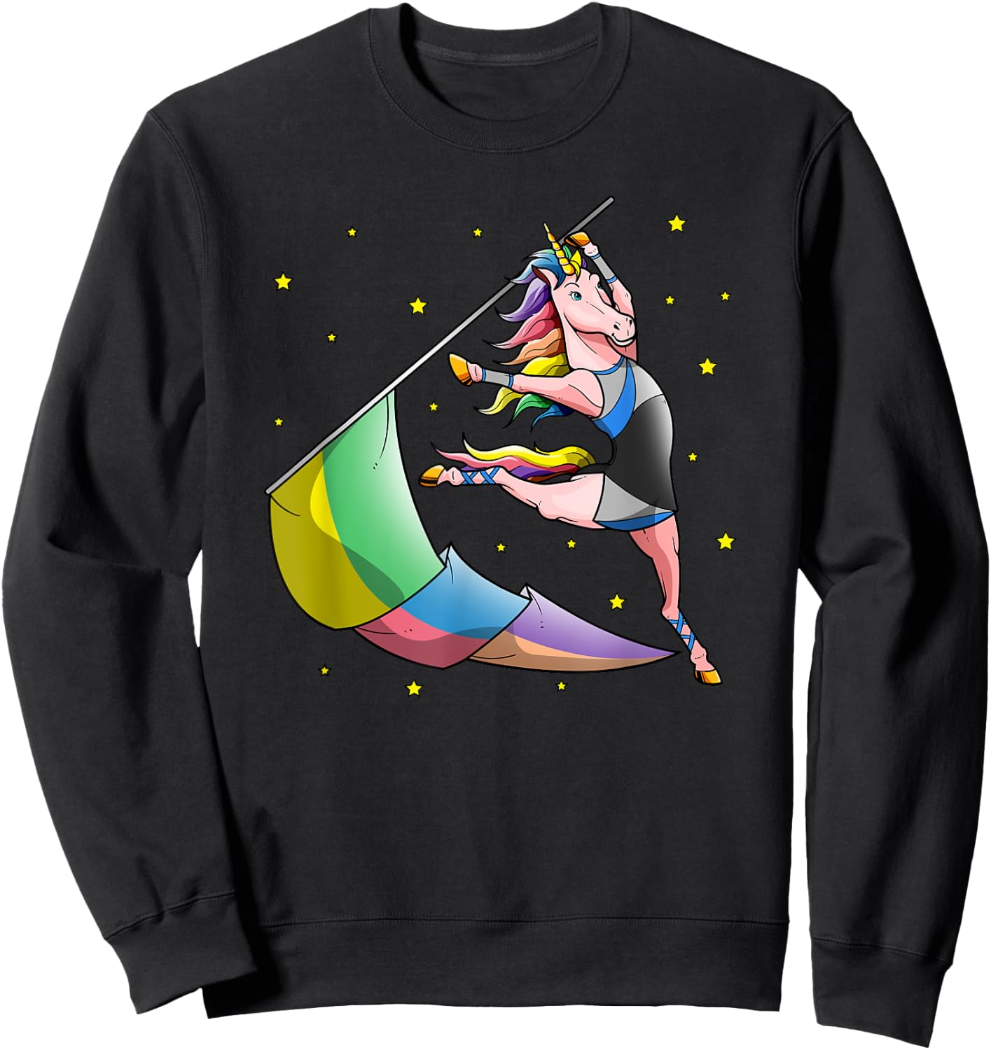 Color Guard Unicorn Winter Guard Flag Tossing Gifts Girls Sweatshirt - Sweatshirt | Black