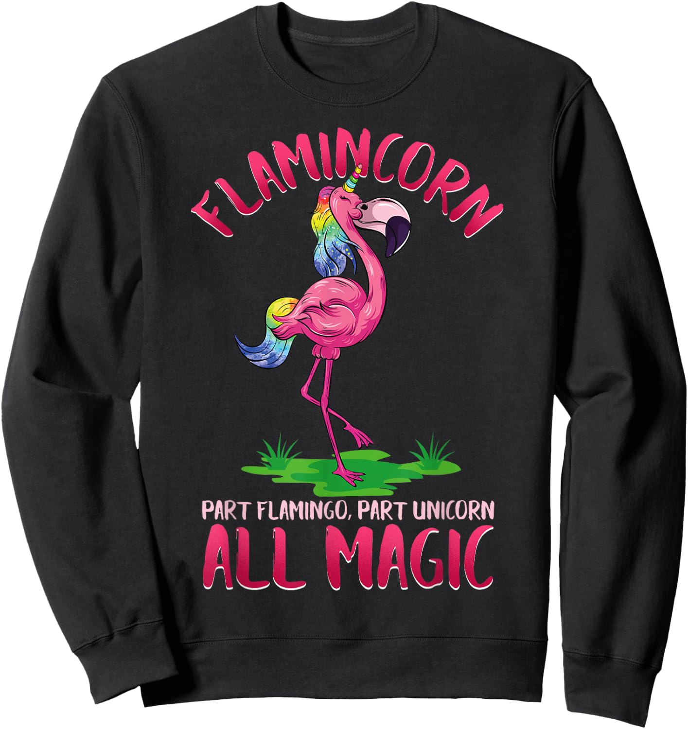 Flamincorn Flamingo & Unicorn Sweatshirt - Sweatshirt | Black