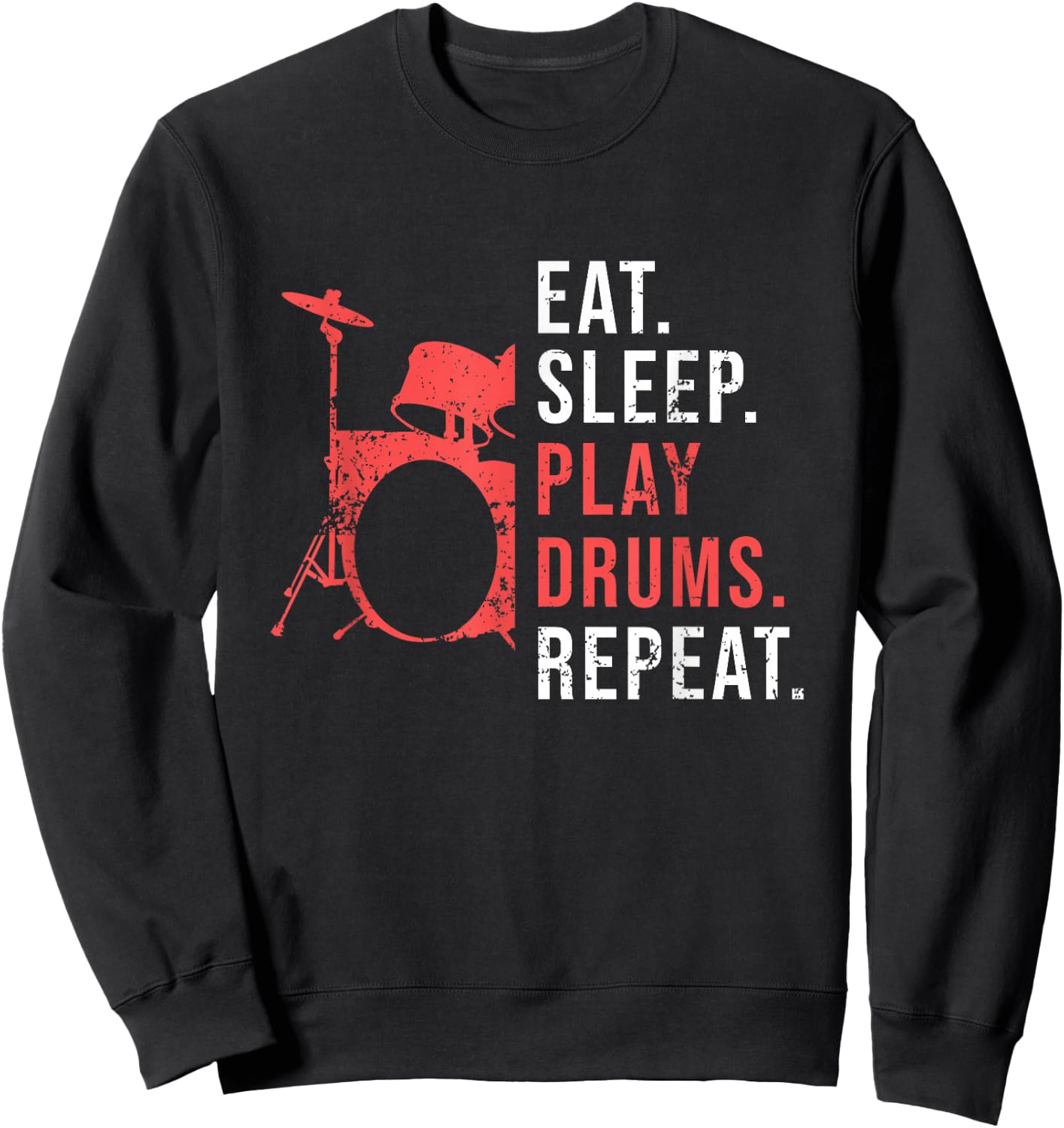 Cool Drum Kit Silhouette Percussion Vintage Drummer Sweatshirt - Sweatshirt | Black
