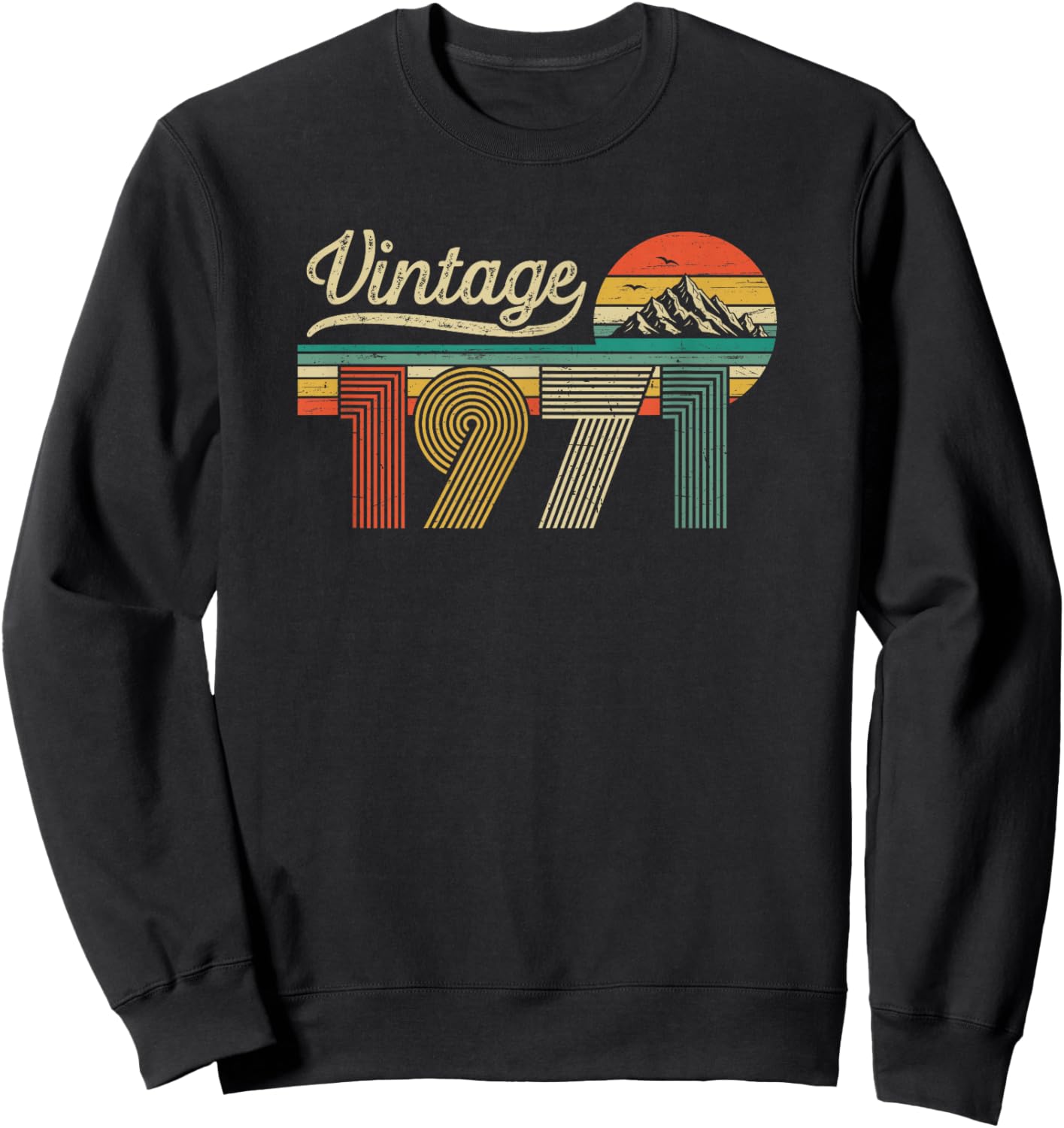 55th Birthday Man Woman - Vintage Born in 1971 Classic Retro Sweatshirt - Sweatshirt | Black