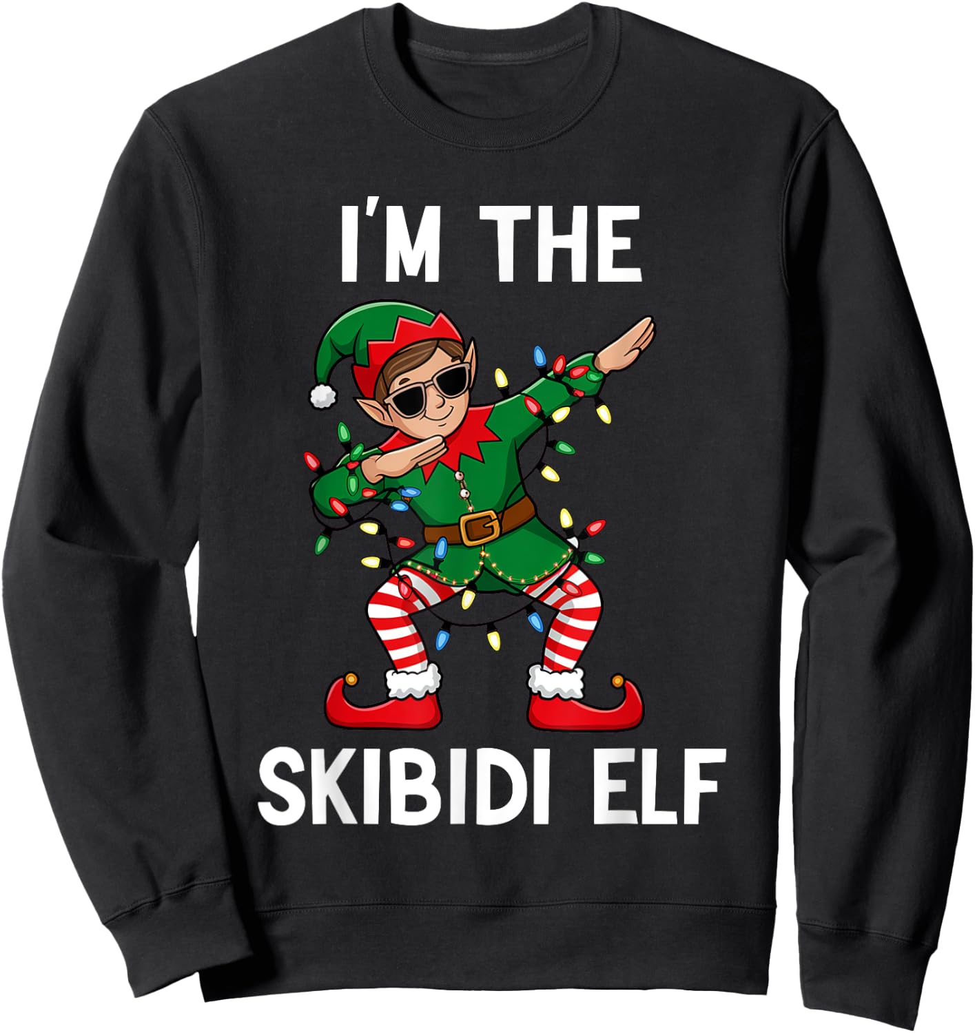 Funny Christmas Brainrot The Skibidi Elf Xmas Boys Girls Sweatshirt - Sweatshirt | Black