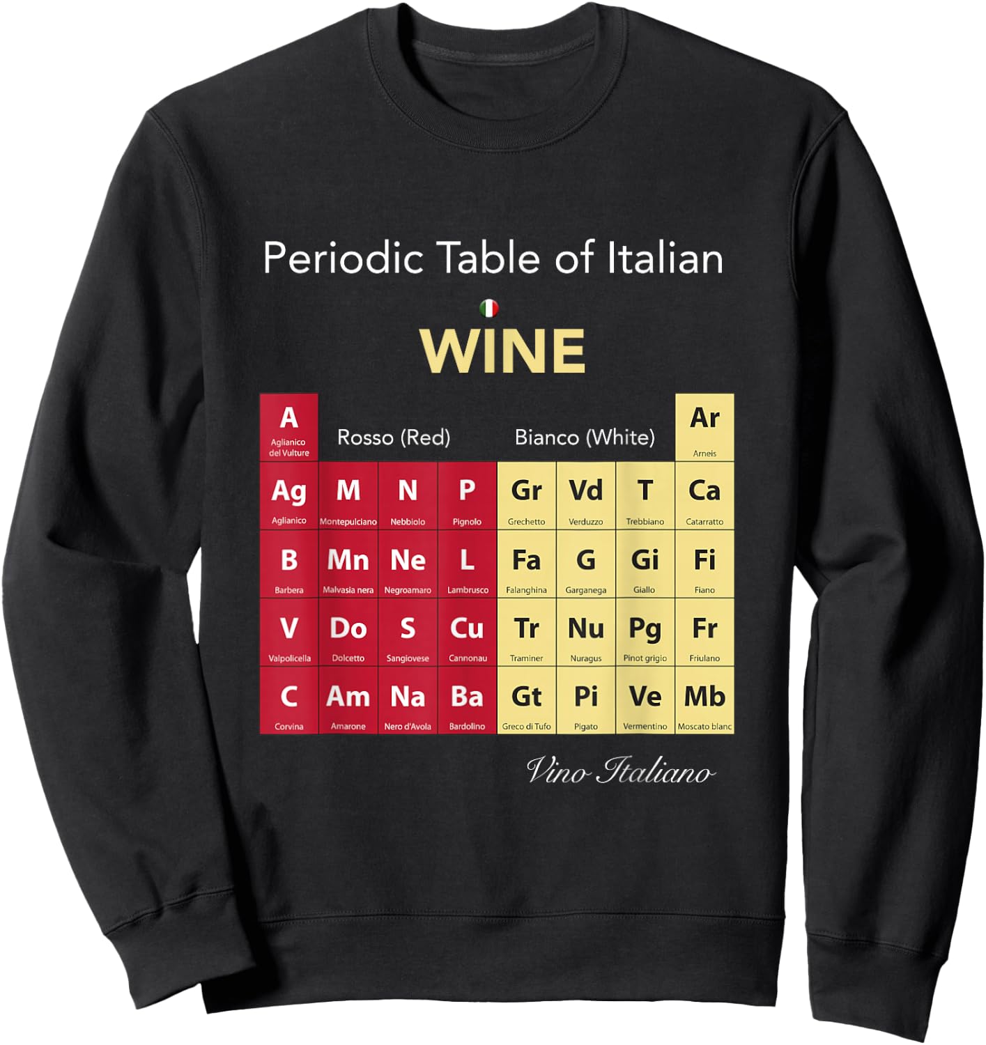 Periodic Table of Italian Wine Sweatshirt - Sweatshirt | Black