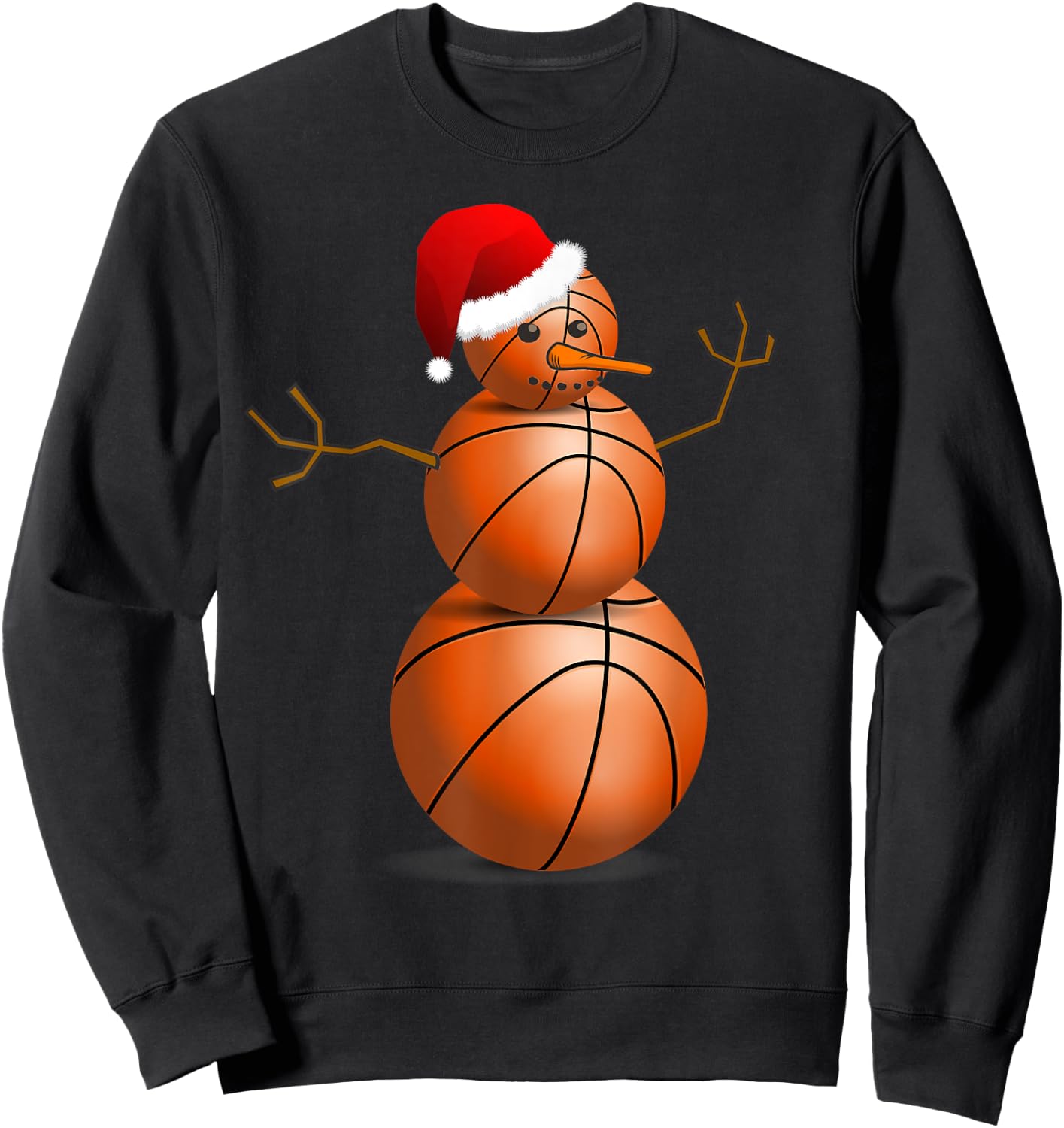 Christmas Basketball Shirt - Basketball Snowman Sweatshirt - Sweatshirt | Black