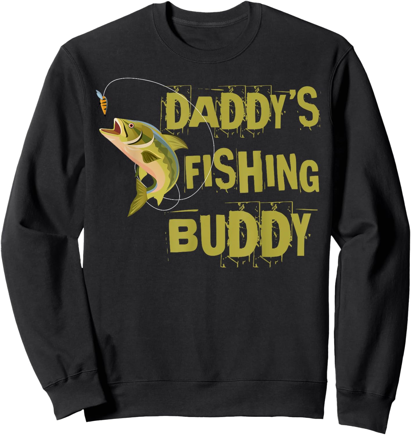Daddy's Fishing Buddy Shirt Funny Fisherman Boys Girls Kids Sweatshirt - Sweatshirt | Black