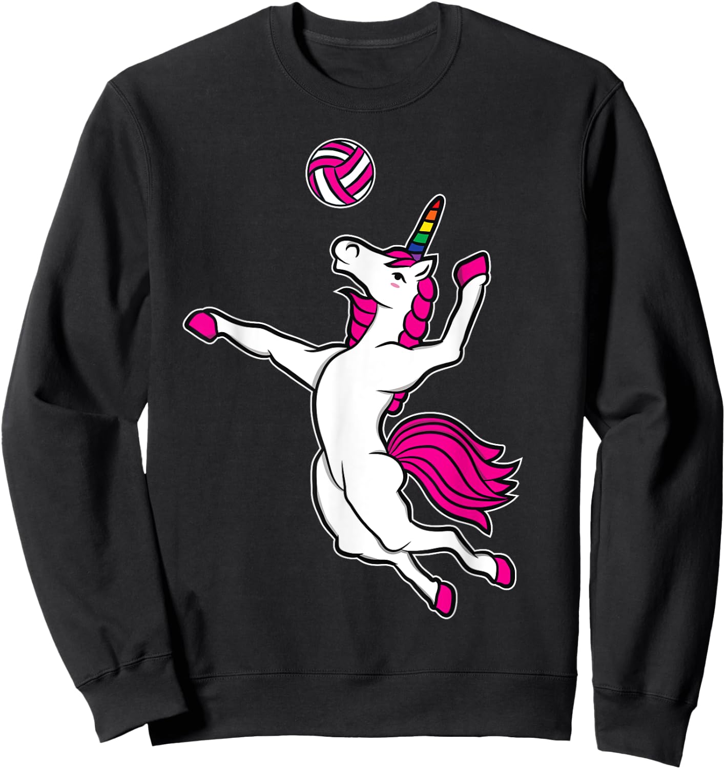 Funny Volleyball Unicorn For Volleyball Girls Sweatshirt - Sweatshirt | Black