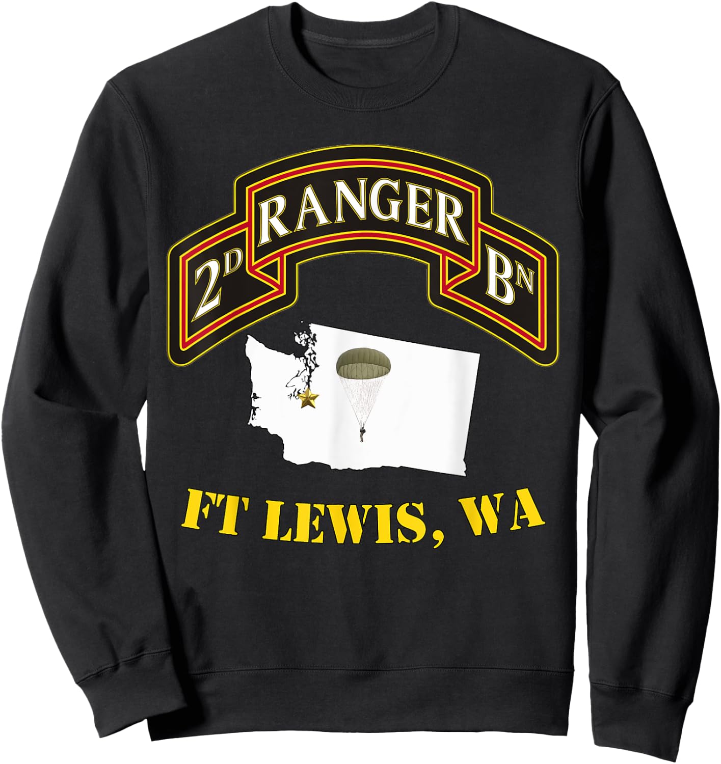 75th Rangers - Ft Lewis, WA 2nd Bn Ranger Unit Vets Sweatshirt - Sweatshirt | Black