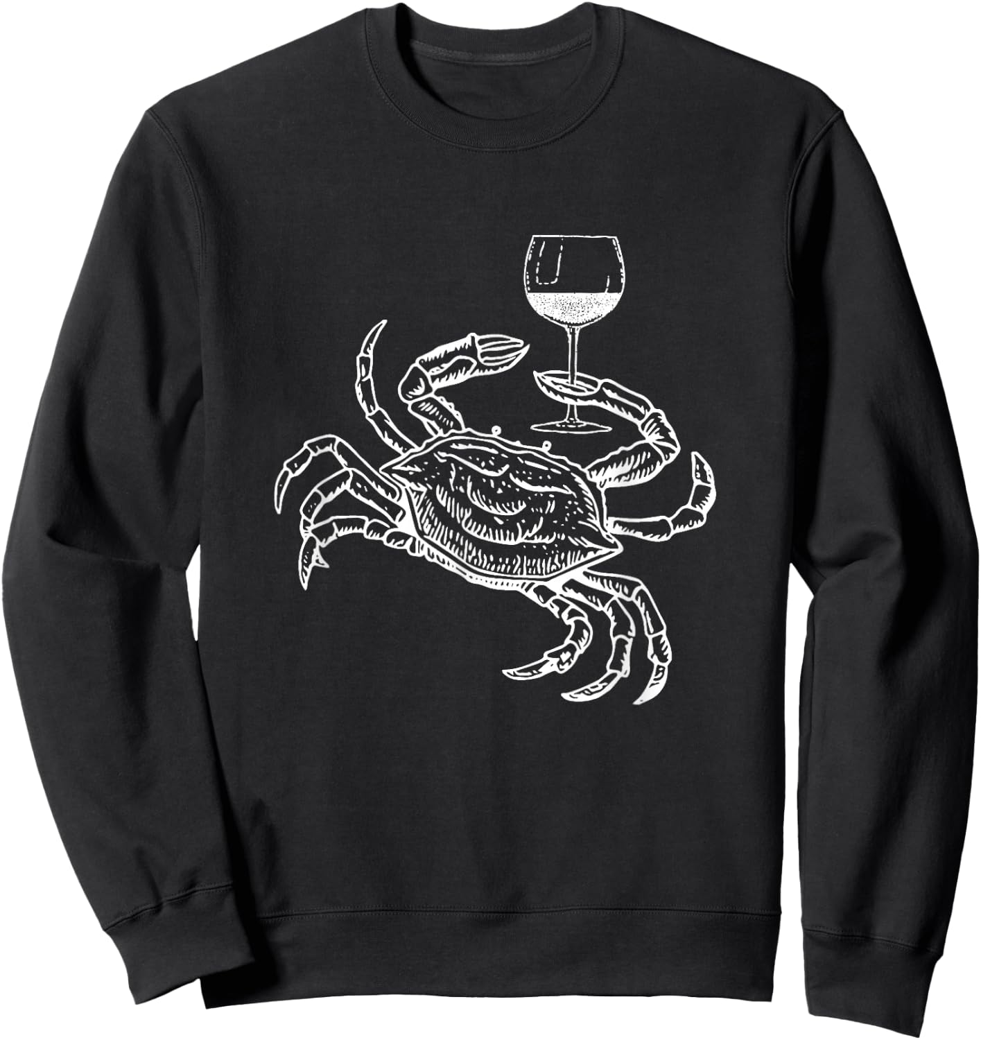 Wine Crab Ocean Lovers Shirt Funny Drinking Vacation Sweatshirt - Sweatshirt | Black