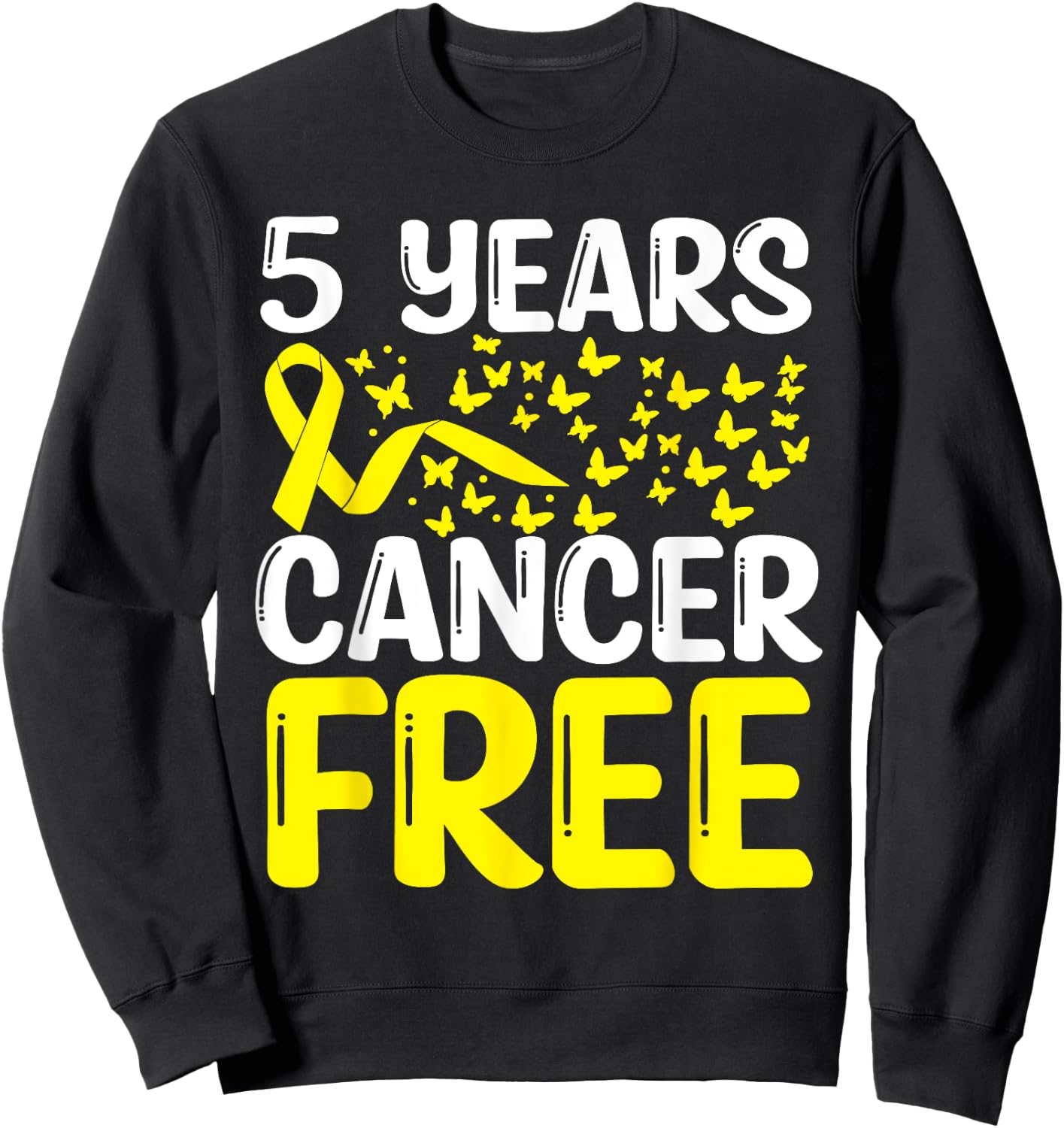5 Years Childhood Cancer Free Neuroblastoma Survivor Ribbon Sweatshirt - Sweatshirt | Black