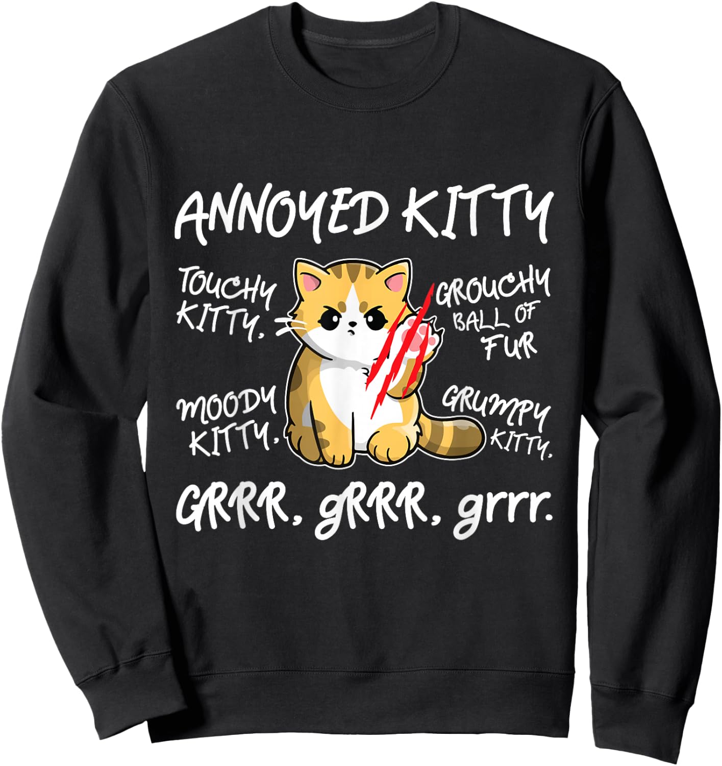 Angry Cat - Moody Annoyed Kitty - Size - Cute Cat's Sweatshirt - Sweatshirt | Black