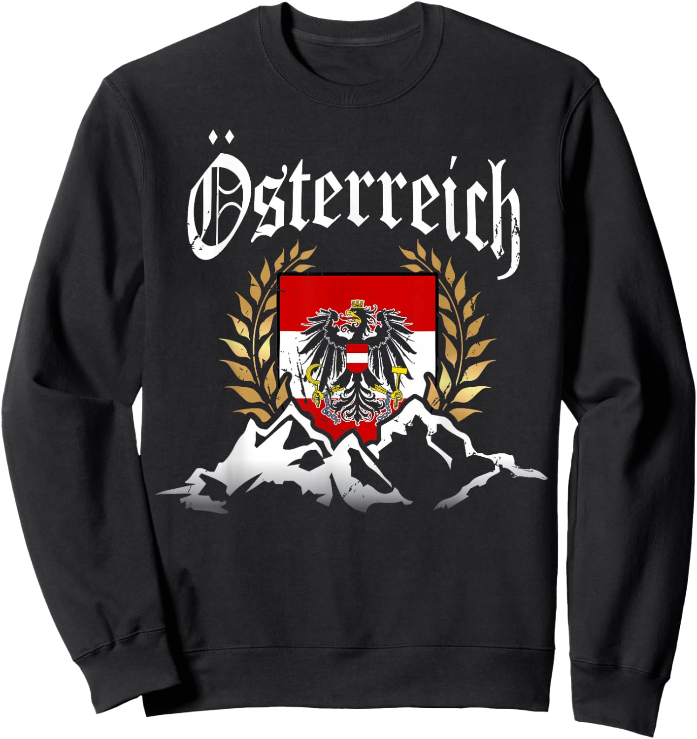 Austria Oesterreich with alps mountains men and women Sweatshirt - Sweatshirt | Black