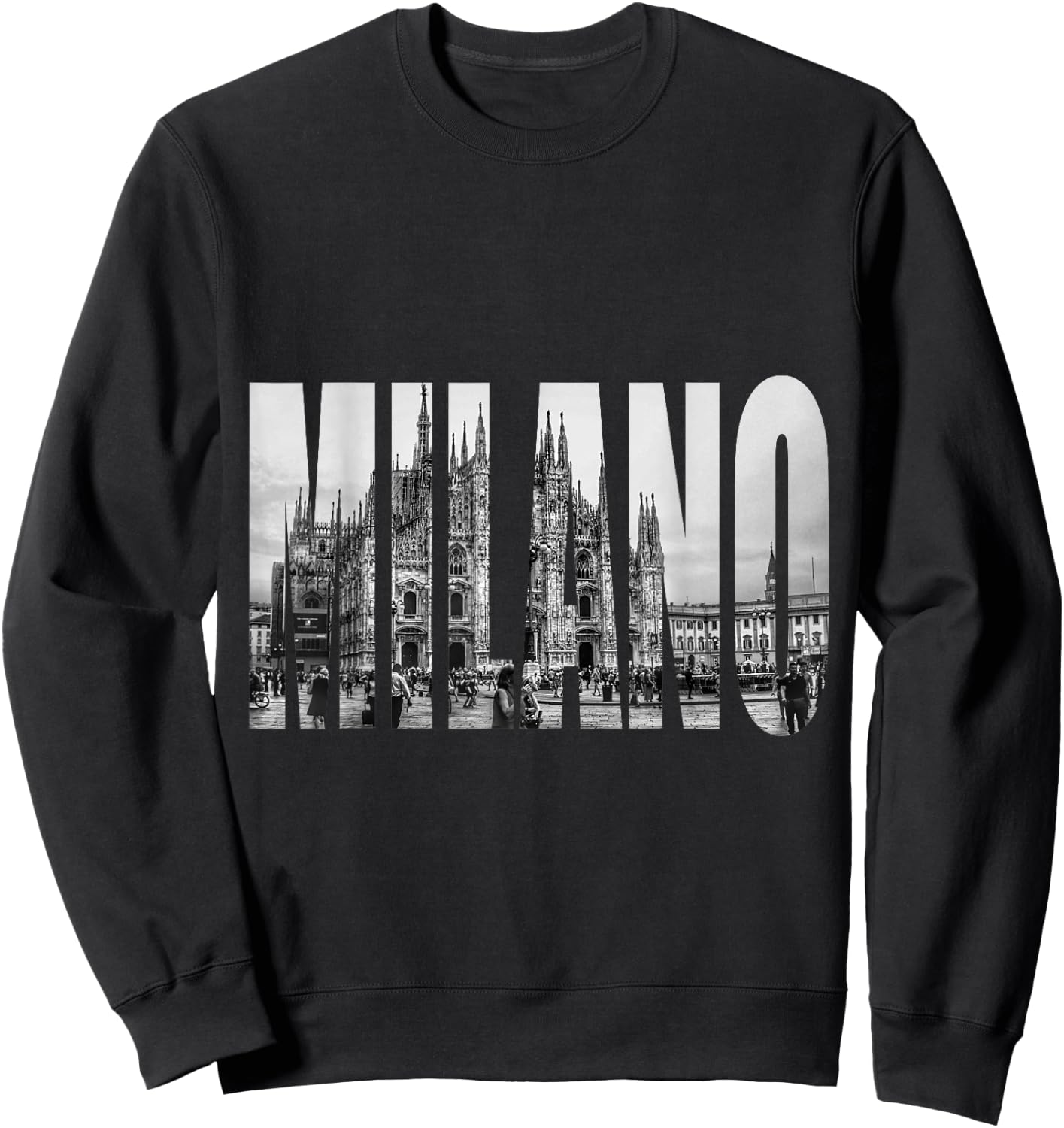 Milano Duomo Black and White Logo Picture Sweatshirt - Sweatshirt | Black