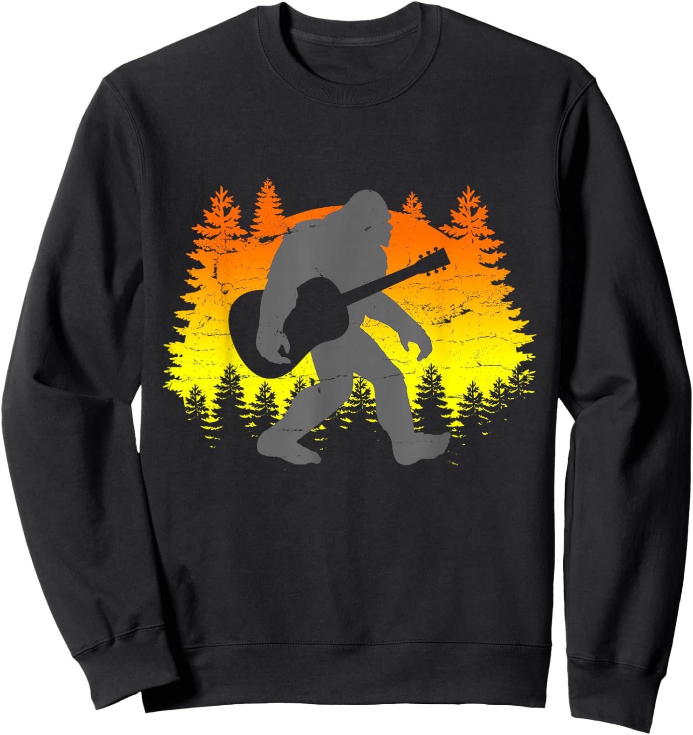 Bigfoot Guitar Sasquatch Believer Guitarist Gift Sweatshirt - Sweatshirt | Black