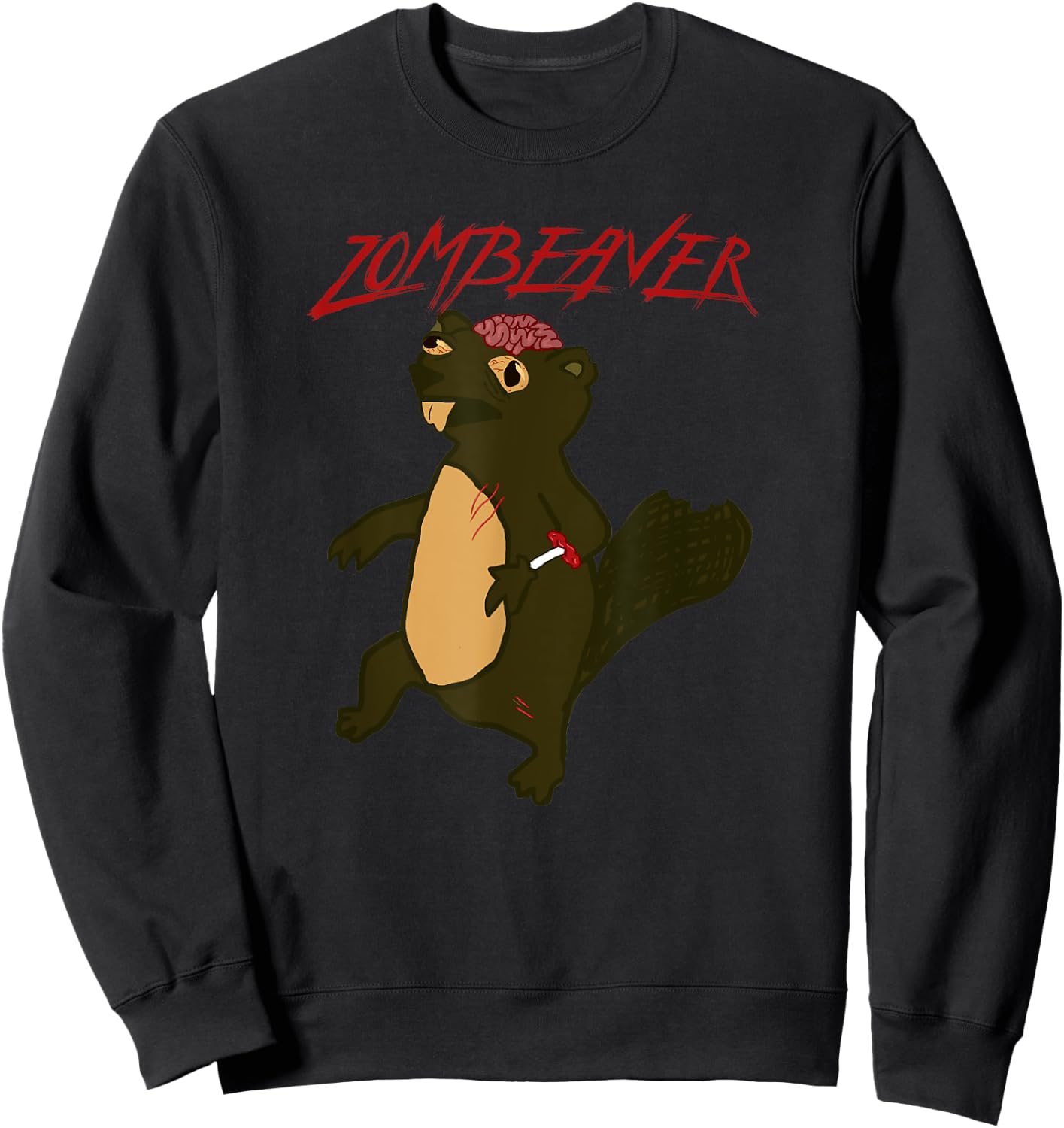 Zombeavers Shirt Funny Zombie Beaver Joke Spooky Zombeaver Sweatshirt - Sweatshirt | Black