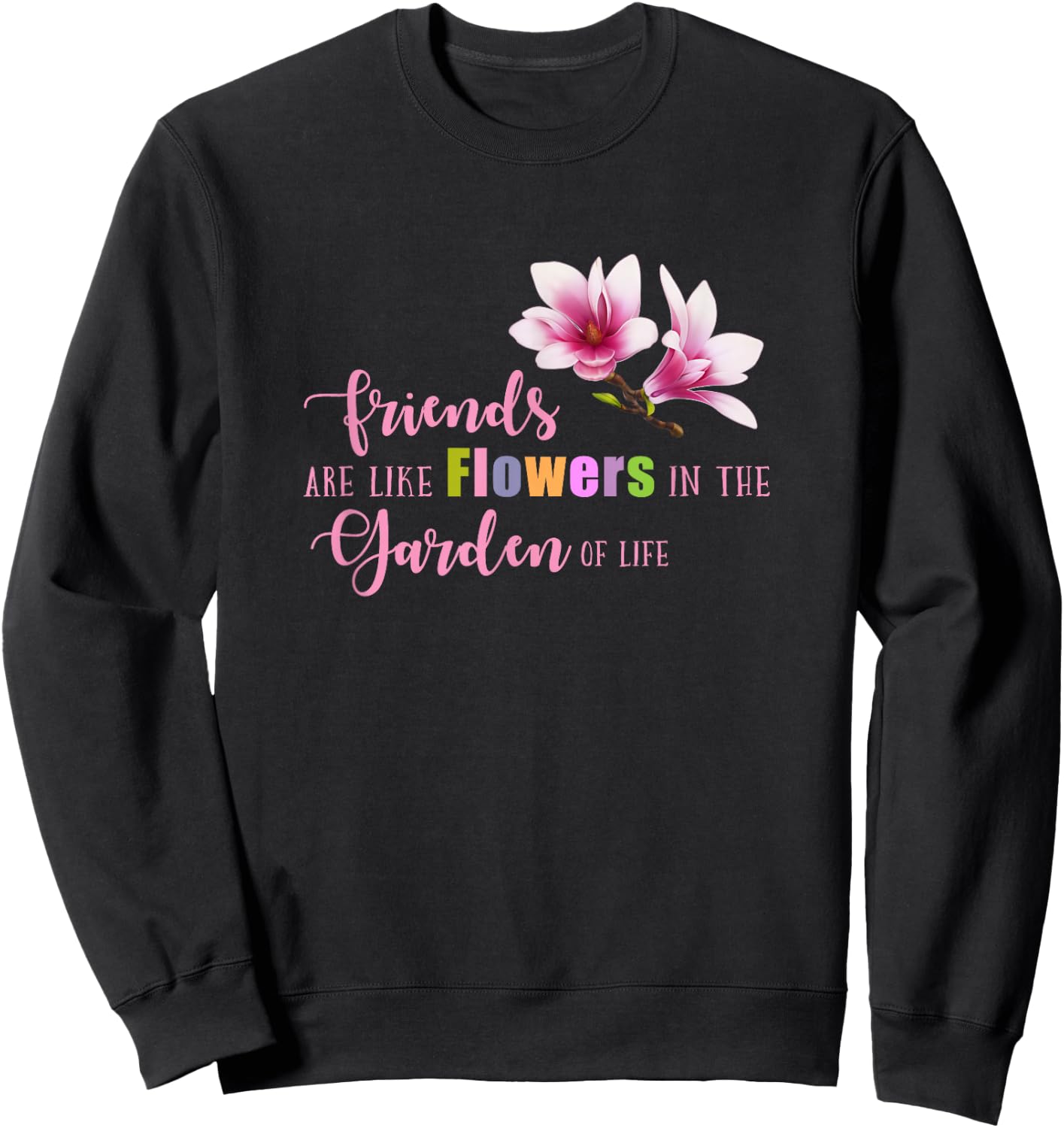 Women T Shirt Cute Best Friend Friendship Flower Girls Sweatshirt - Sweatshirt | Black