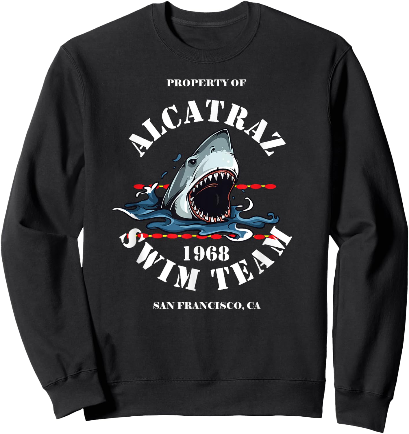 Alcatraz Swim Team Vintage Club Tee1968 Great White Sweatshirt - Sweatshirt | Black