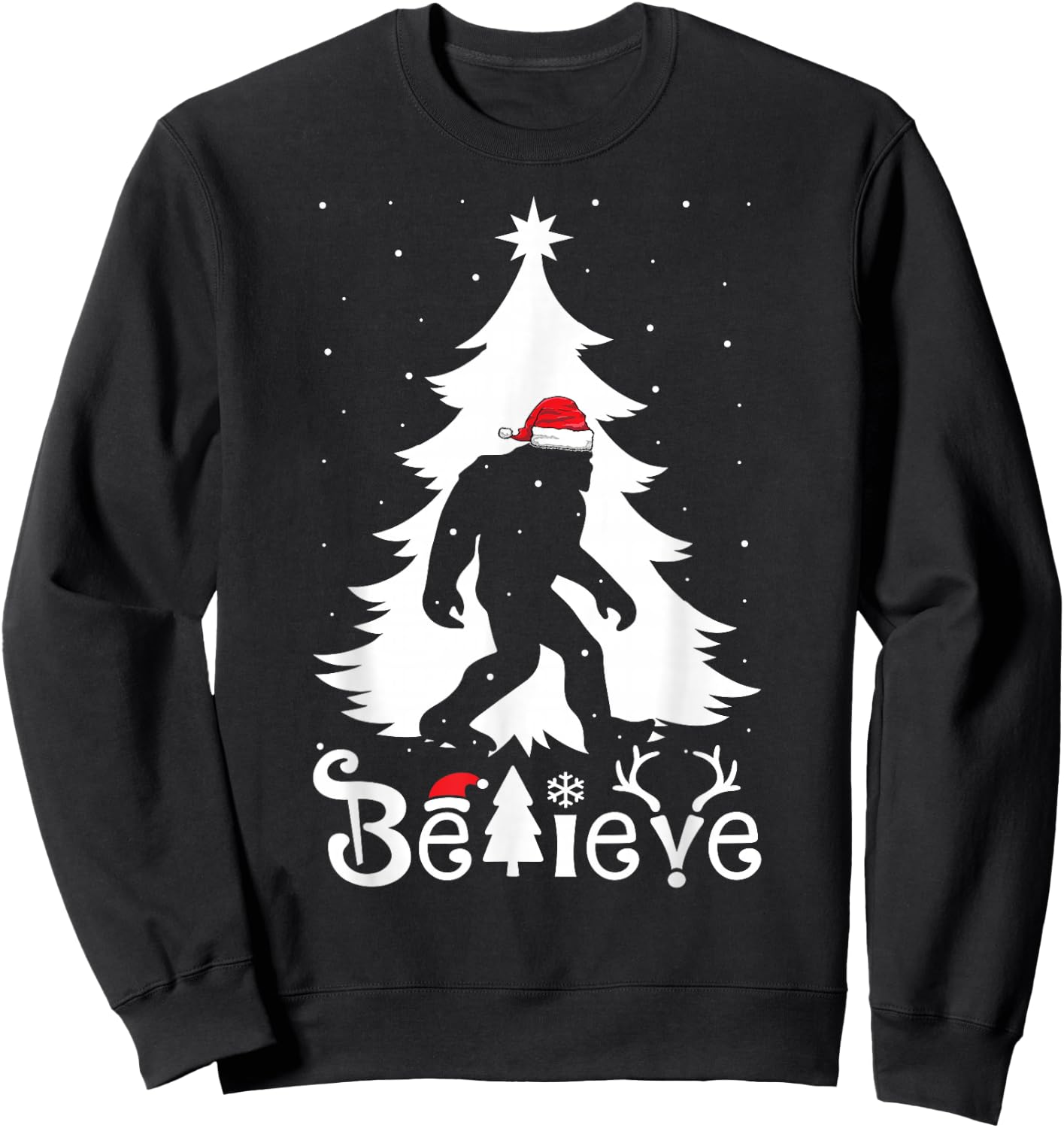 Bigfoot Boys Girls Funny Christmas Sweatshirt - Sweatshirt | Black