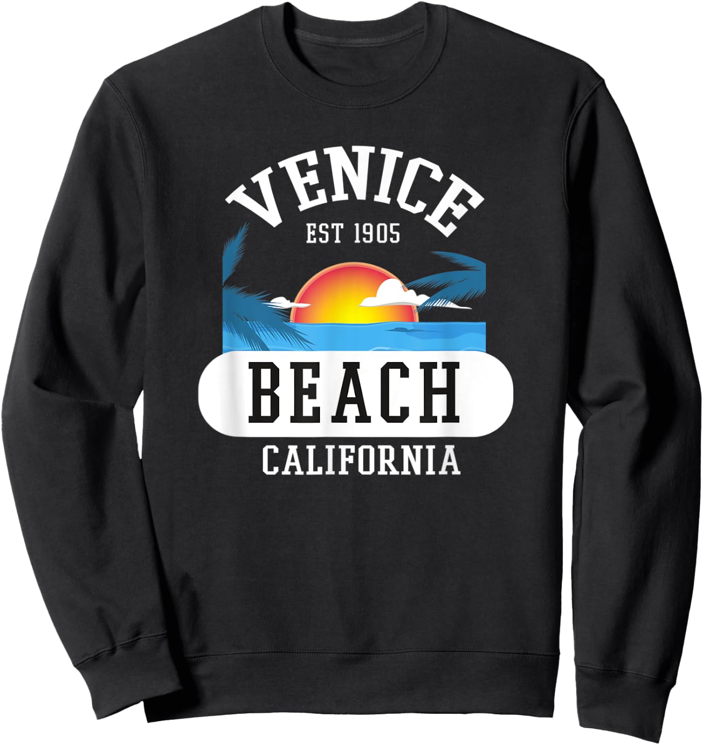Retro Venice Beach California Graphic Design Novelty Art Men Women Sweatshirt - Sweatshirt | Black