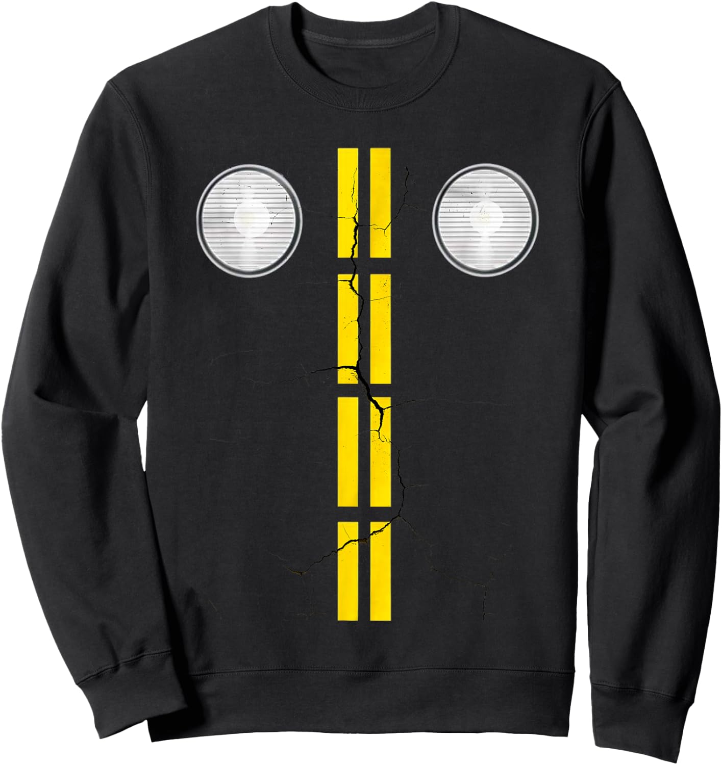 Funny headlights with street markings, Halloween Sweatshirt - Sweatshirt | Black