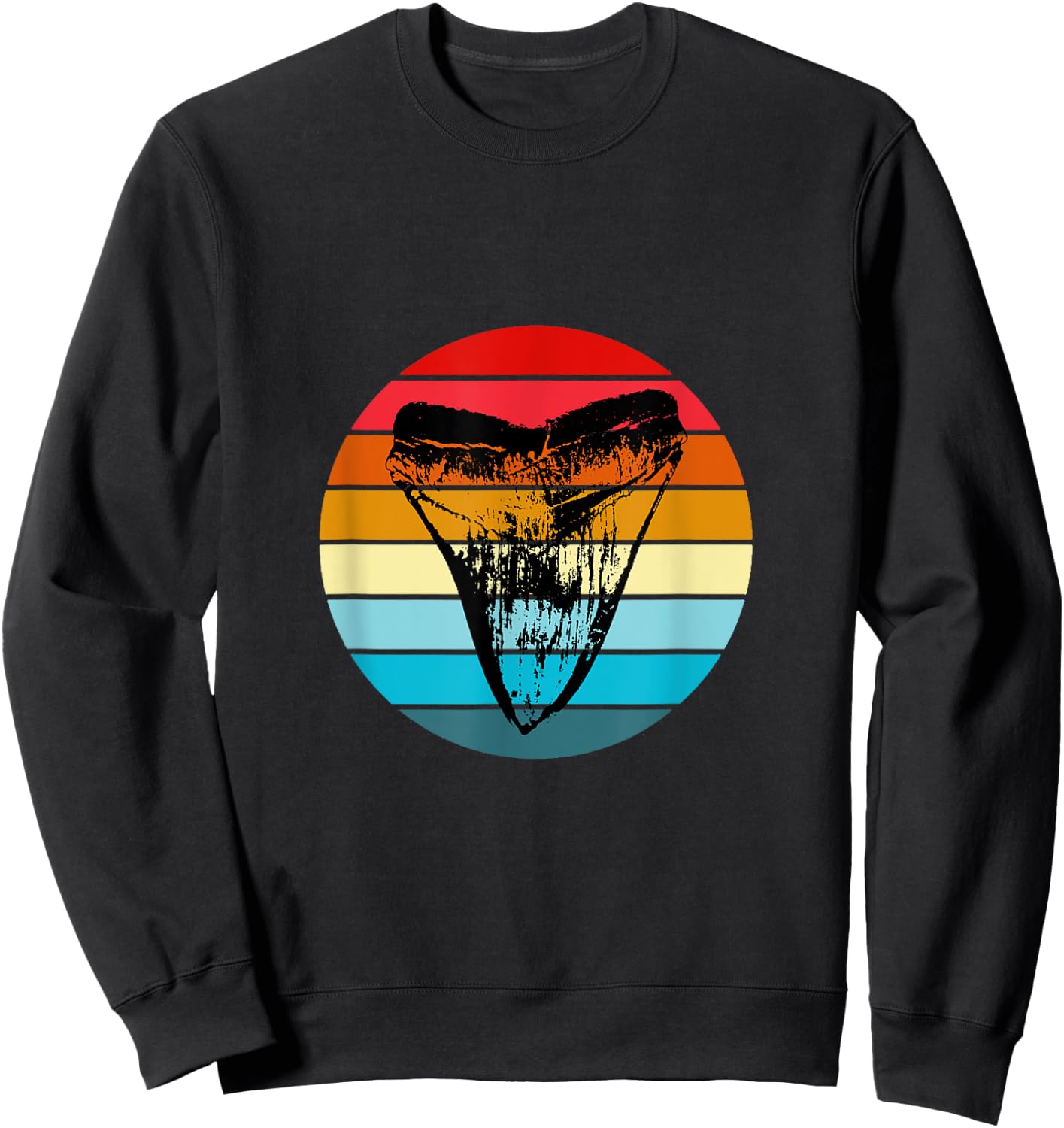 Fossil Megalodon Shark Tooth Retro Sunset Teeth Collector Sweatshirt - Sweatshirt | Black