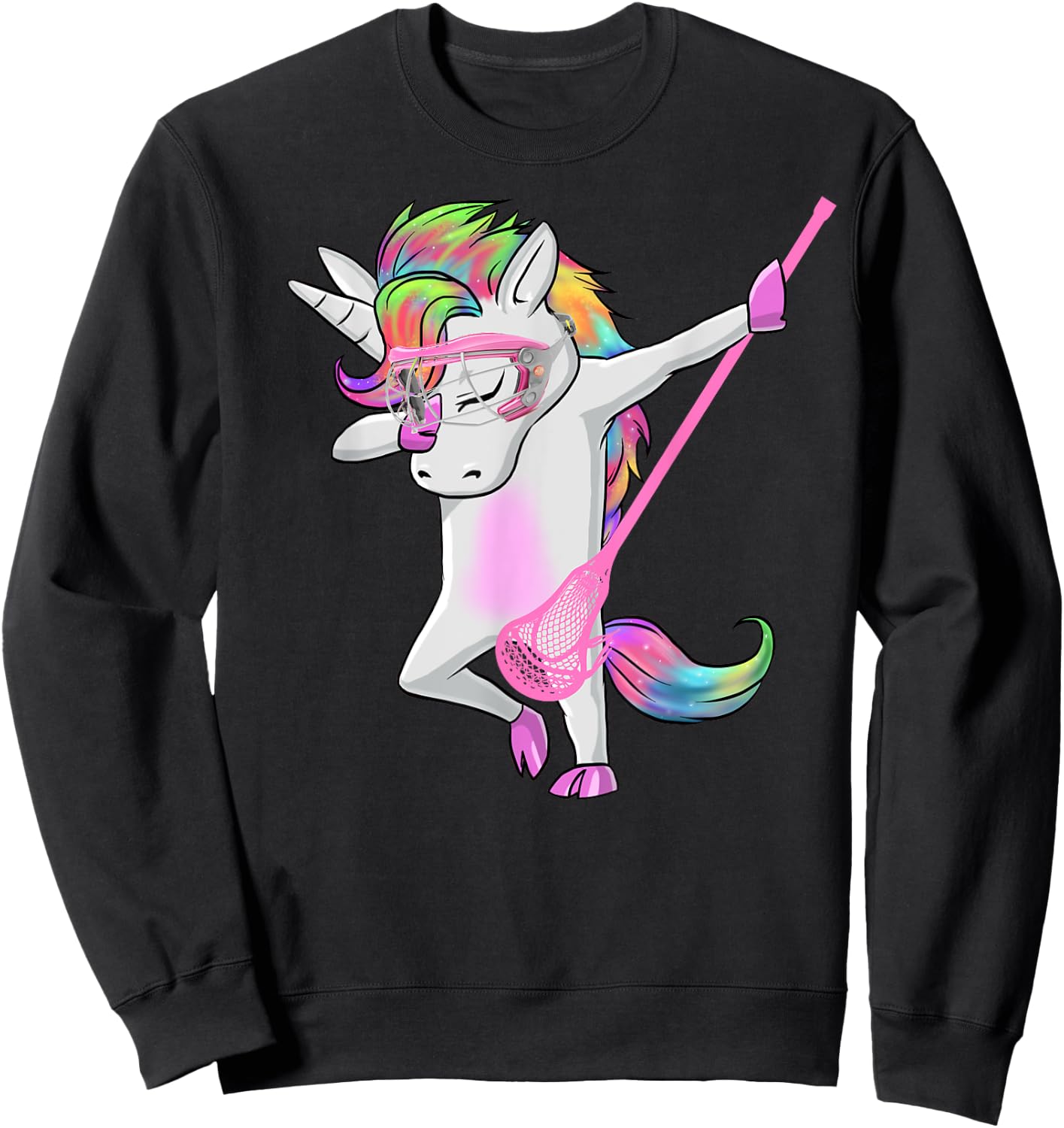 reLAX unicorn dab youth lacrosse Lacrosse funny Sweatshirt - Sweatshirt | Black