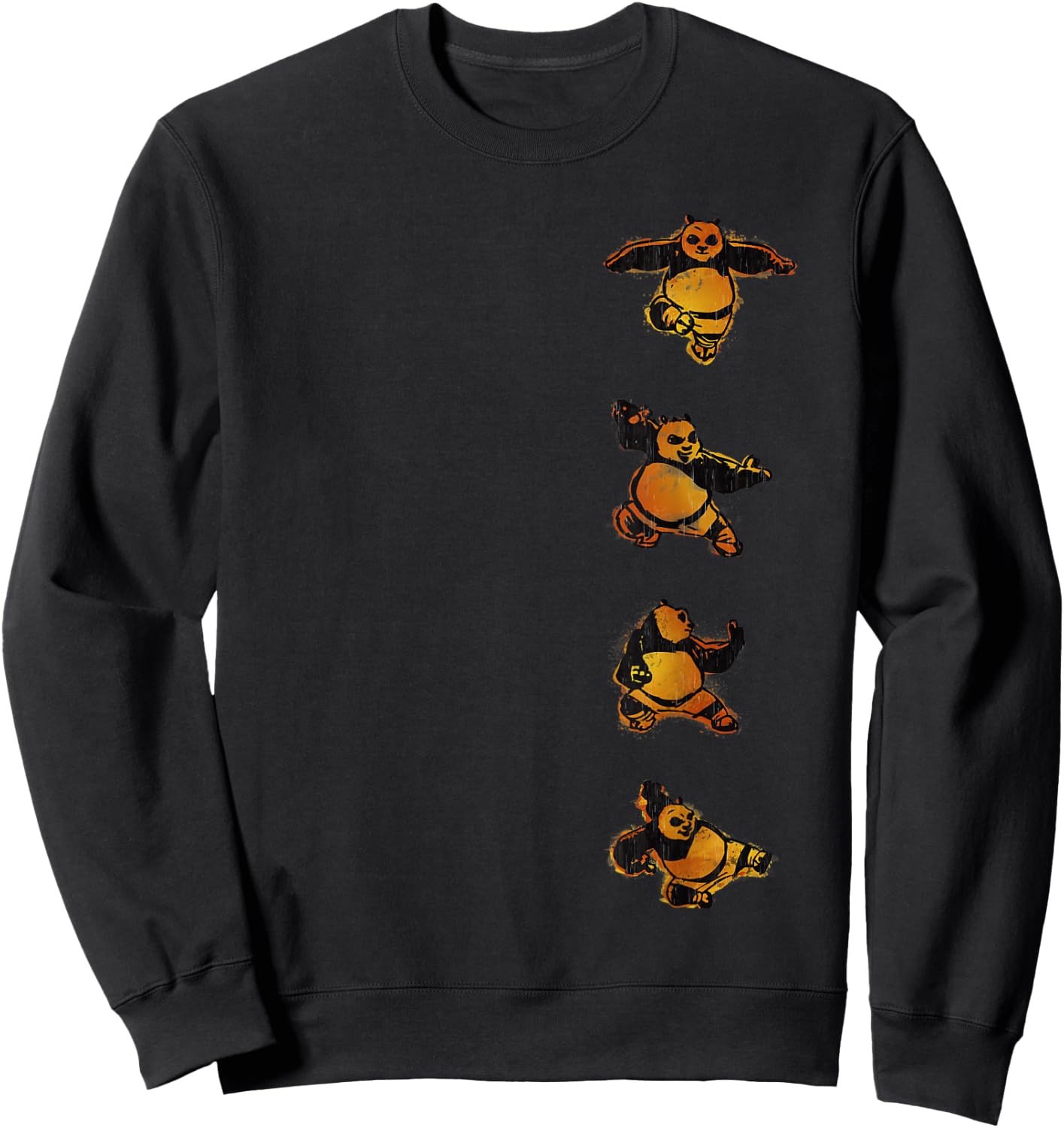 Kung Fu Panda Po Action Poses Orange Hue Left Chest Portrait Sweatshirt - Sweatshirt | Black
