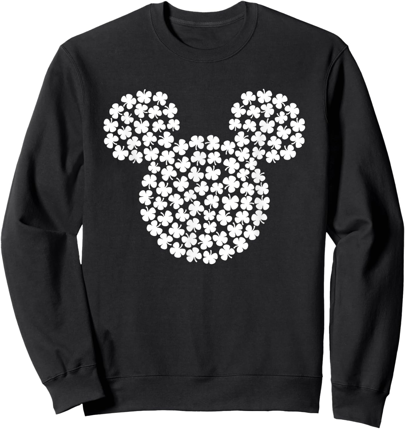 Disney Mickey Mouse White 4-Leaf Clovers St. Patrick's Day Sweatshirt - Sweatshirt | Black