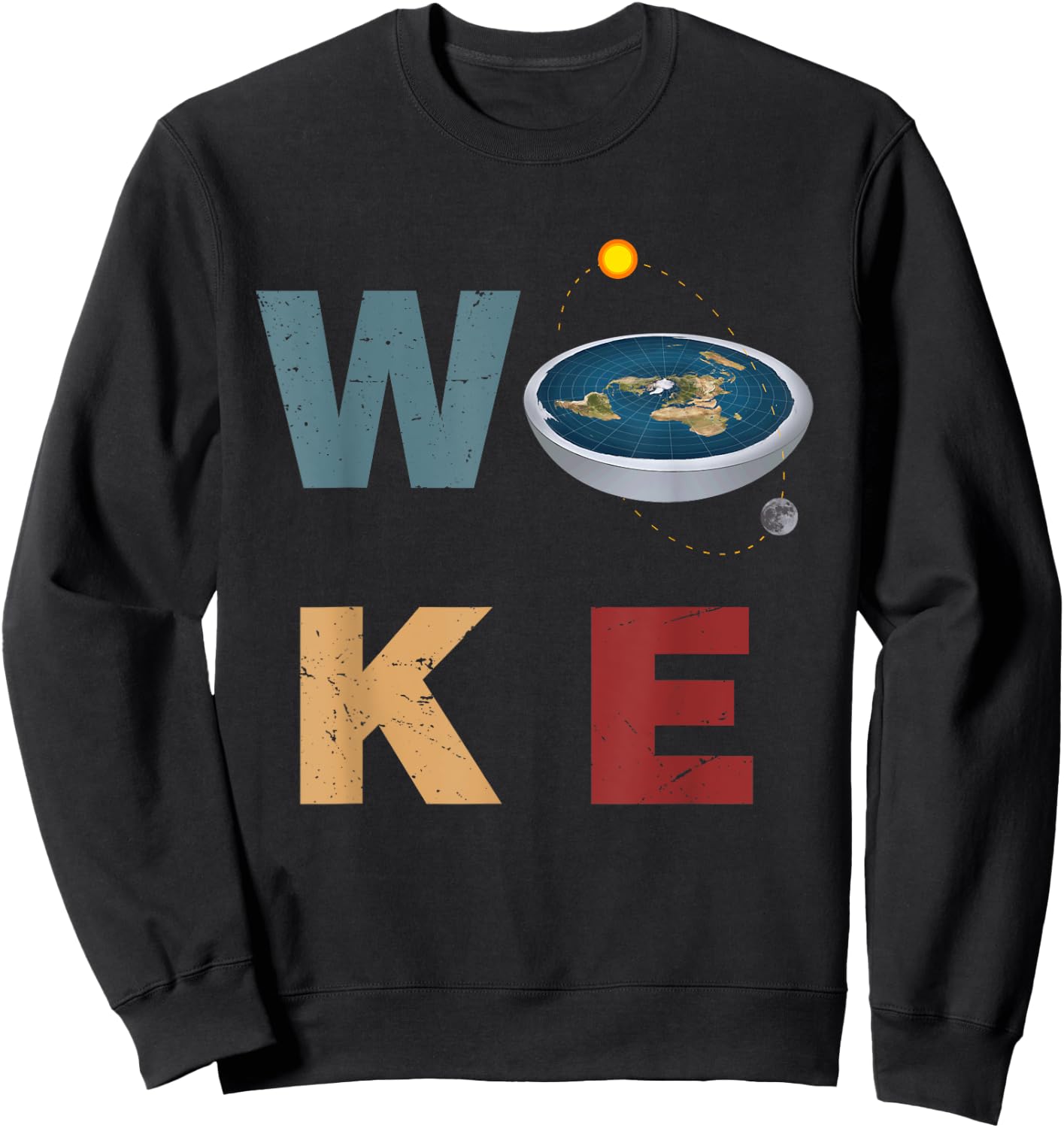 Woke T Earth Flat Society Planet Women Sweatshirt - Sweatshirt | Black