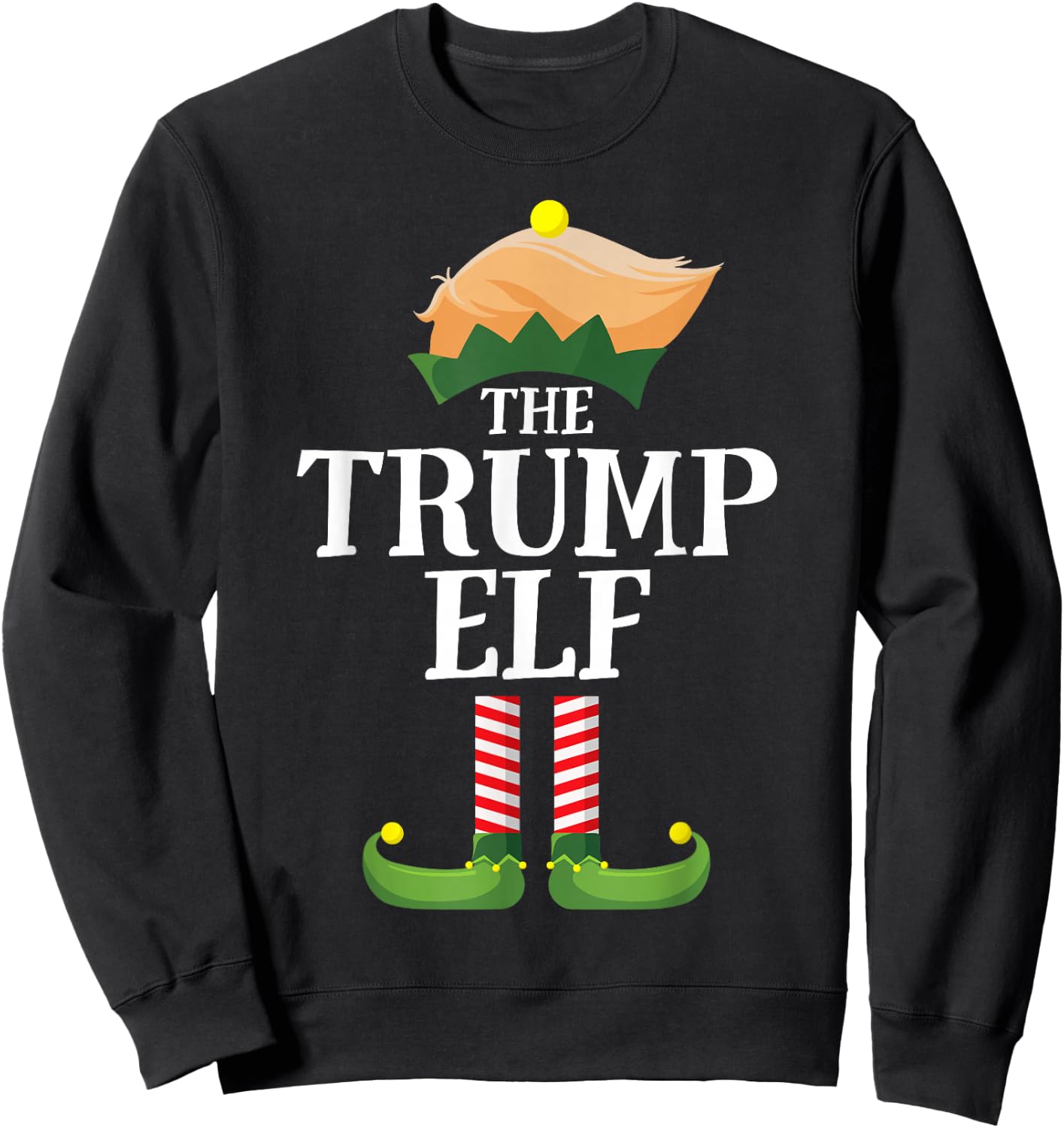 Trump Elf Matching Family Group Christmas Party Pyjamas Sweatshirt - Sweatshirt | Black