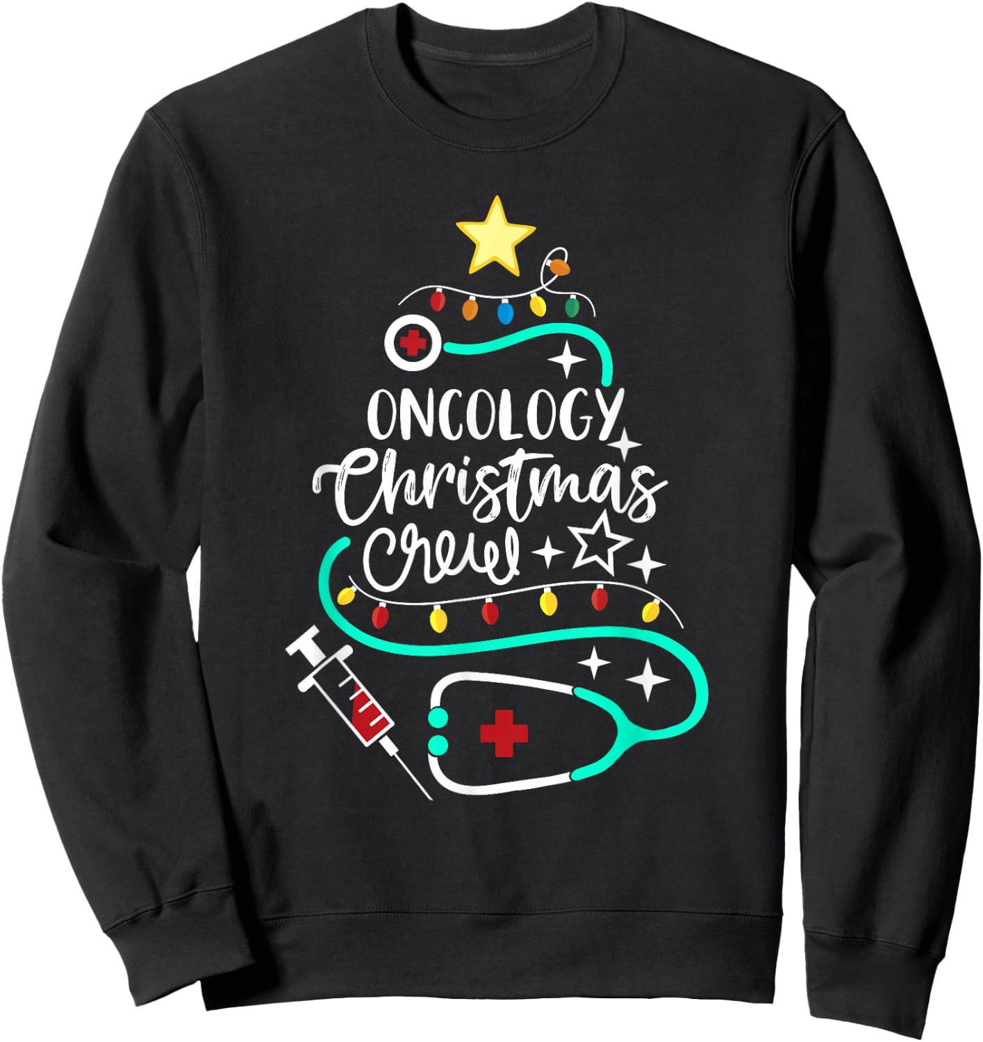 Oncology Christmas Crew Oncology Nurse Oncologist Secretary Sweatshirt - Sweatshirt | Black