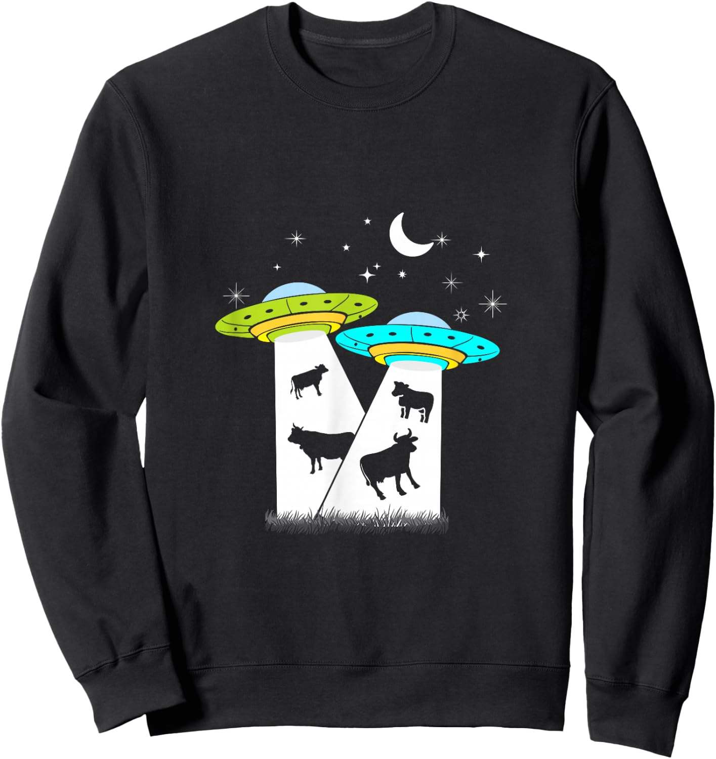 Alien Cow Abduction UFO Area Free the Aliens Shirt Sweatshirt - Sweatshirt | Black