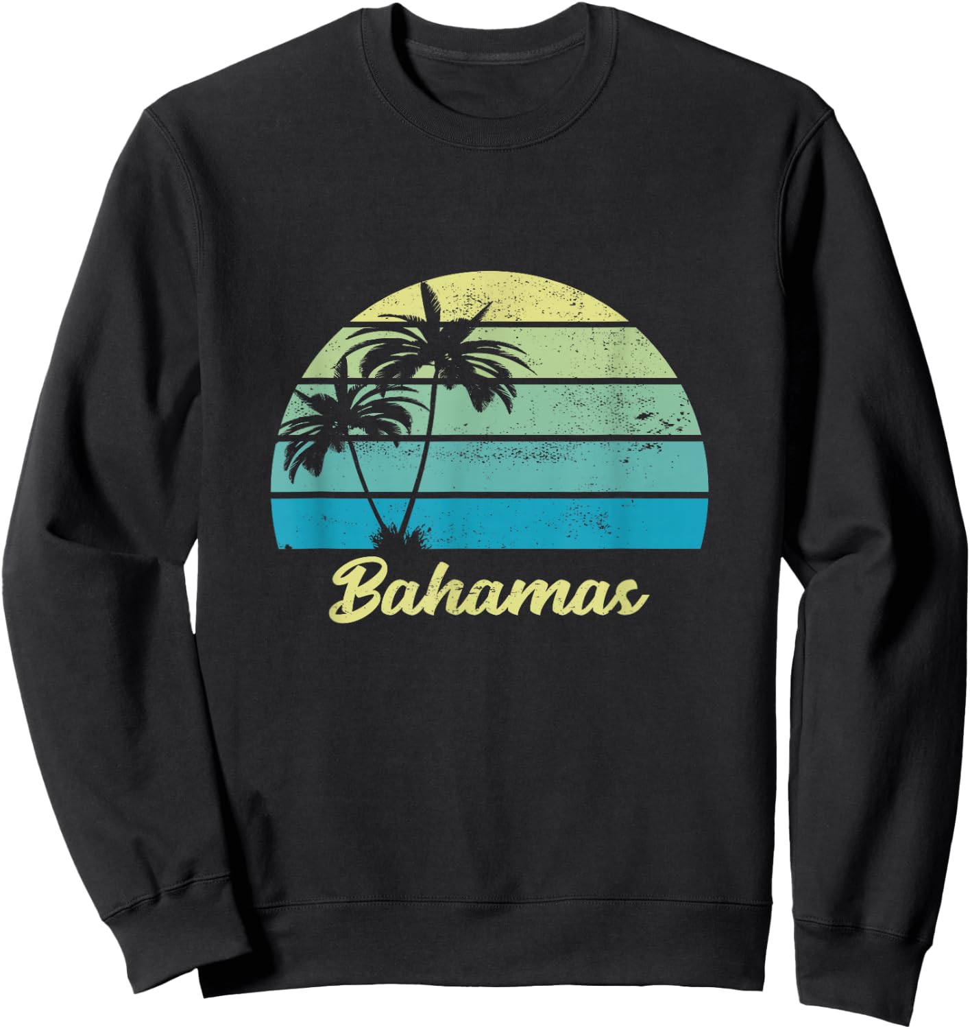 Bahamas Souvenir T Shirt Vacation Vintage Palm Sweatshirt - Sweatshirt | Black