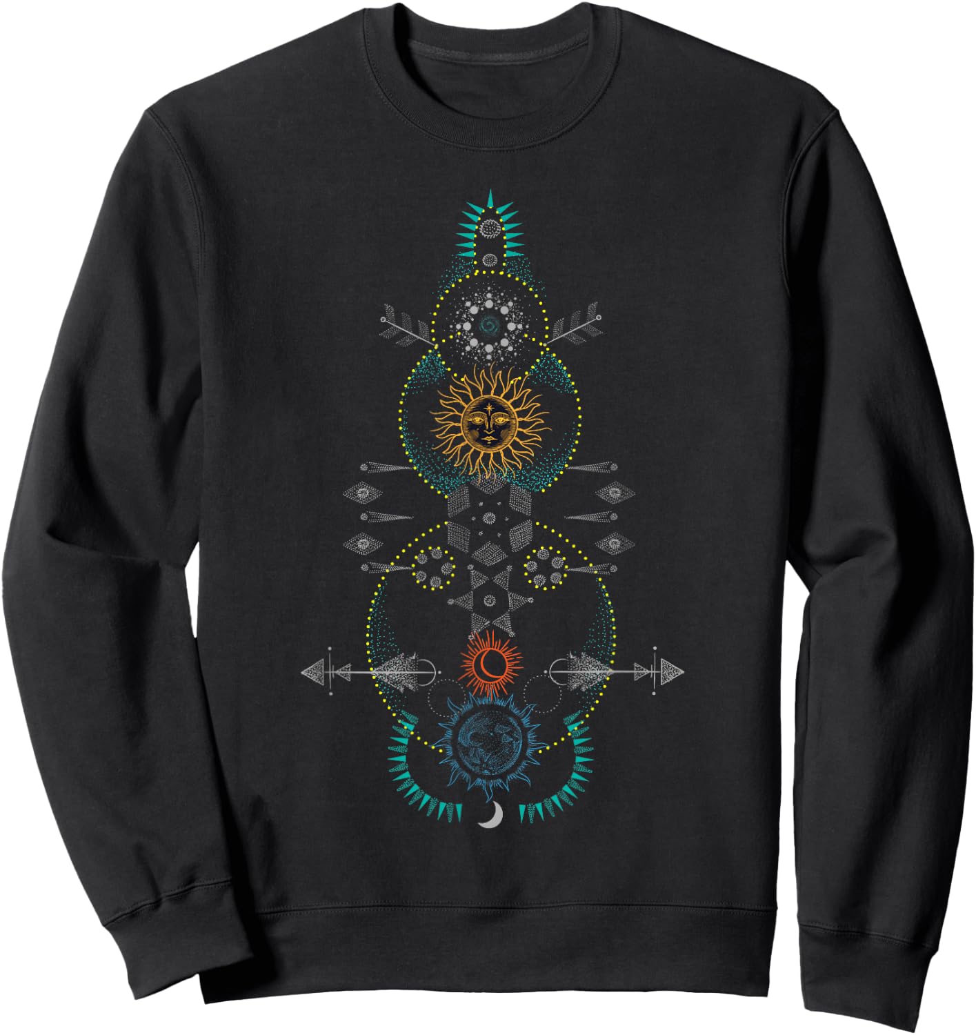 Sacred Geometry - Earth Sun and Moon Sweatshirt - Sweatshirt | Black